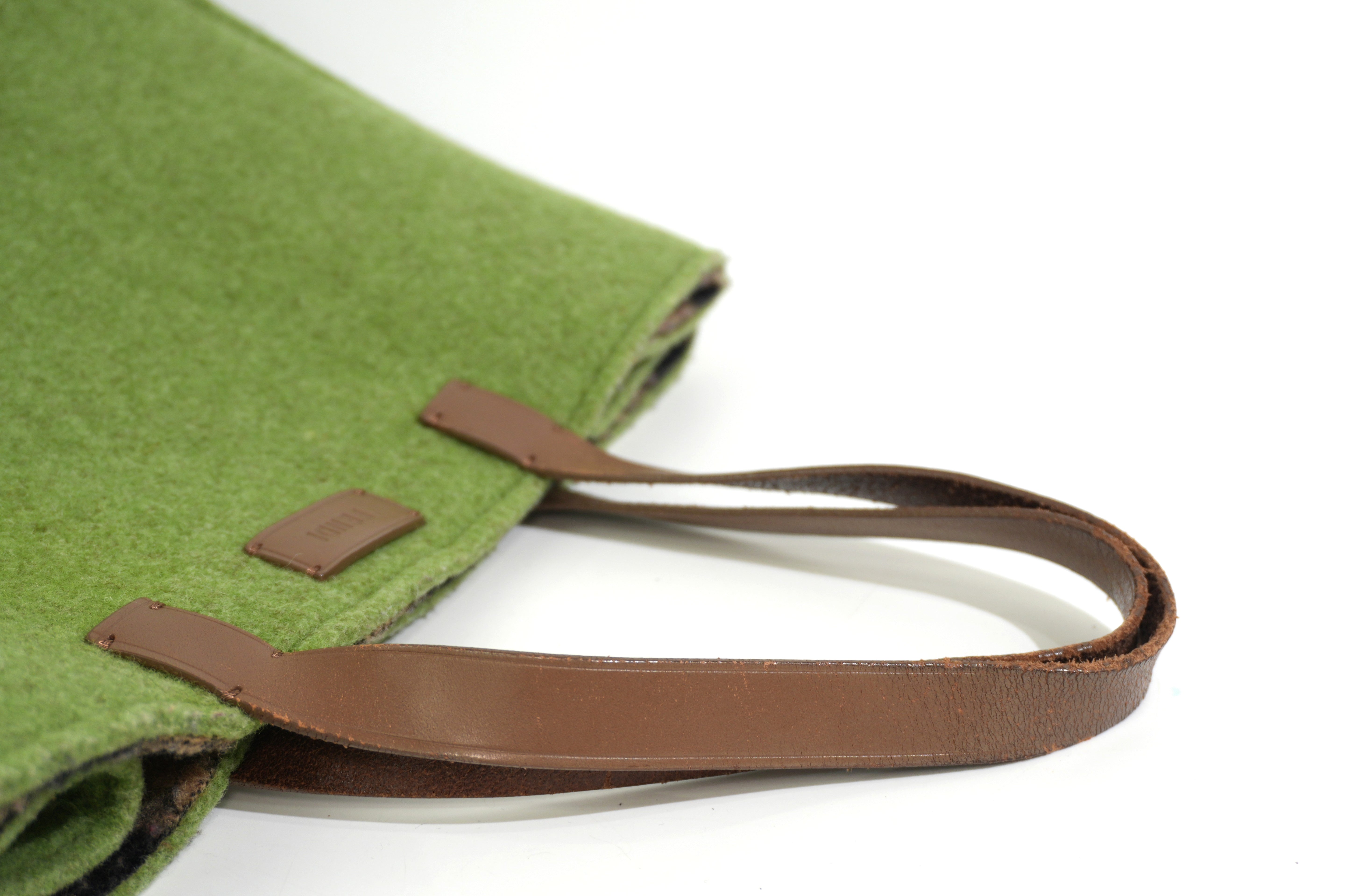 Pre-owned Fendi Wool Felt Shopping Tote Bag Green
