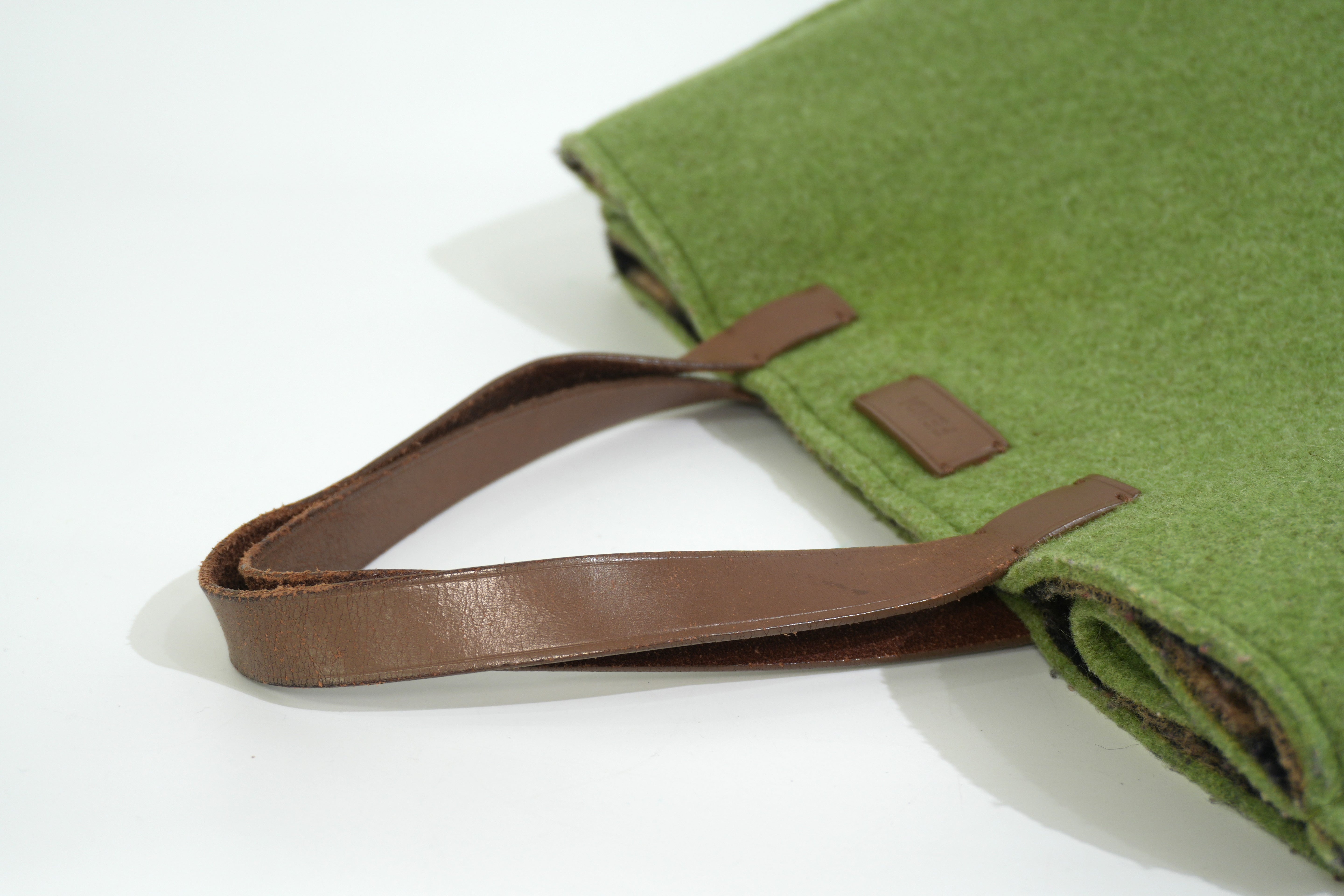 Pre-owned Fendi Wool Felt Shopping Tote Bag Green