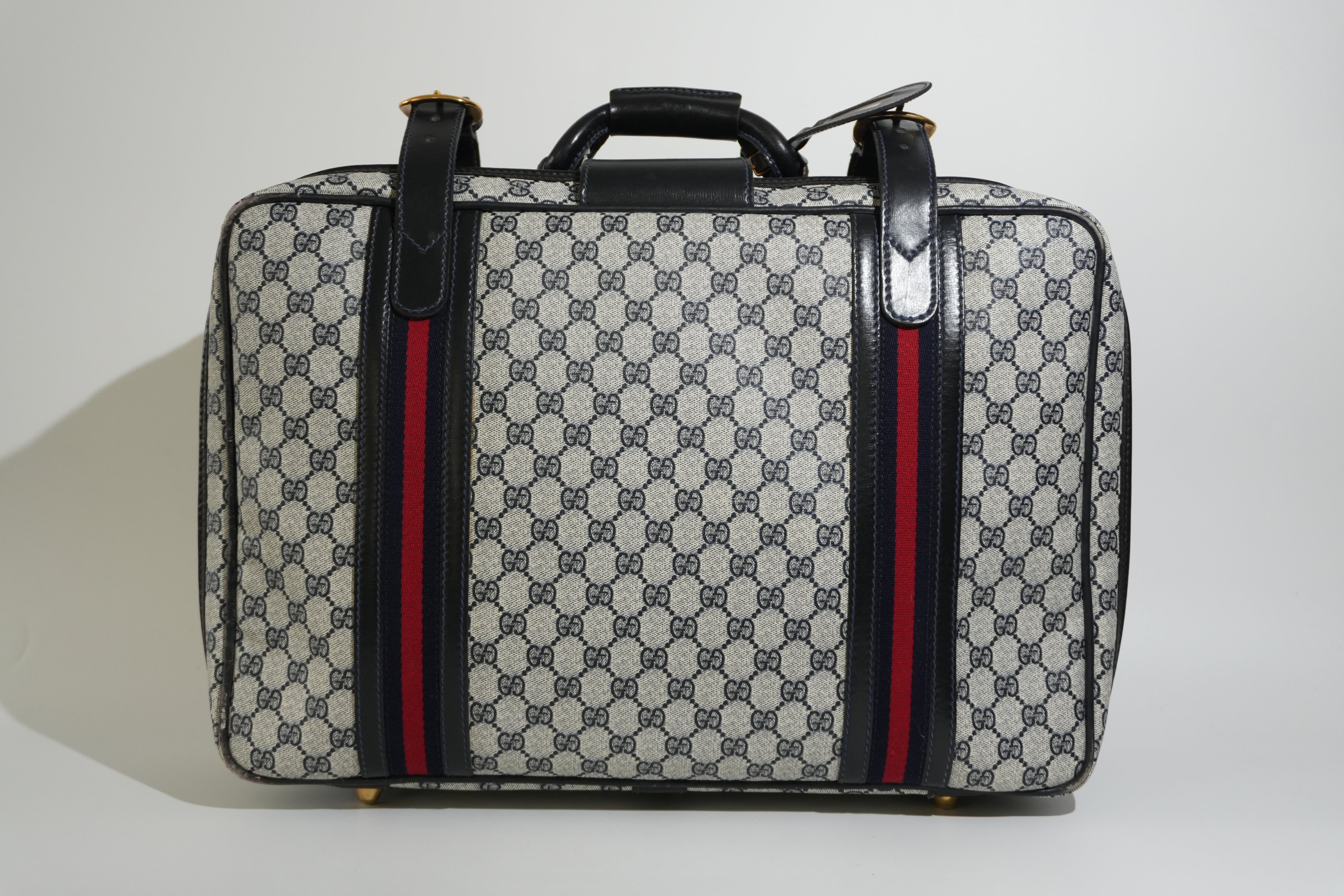 Pre-owned Gucci Ophidia Carry On Luggage Navy Blue