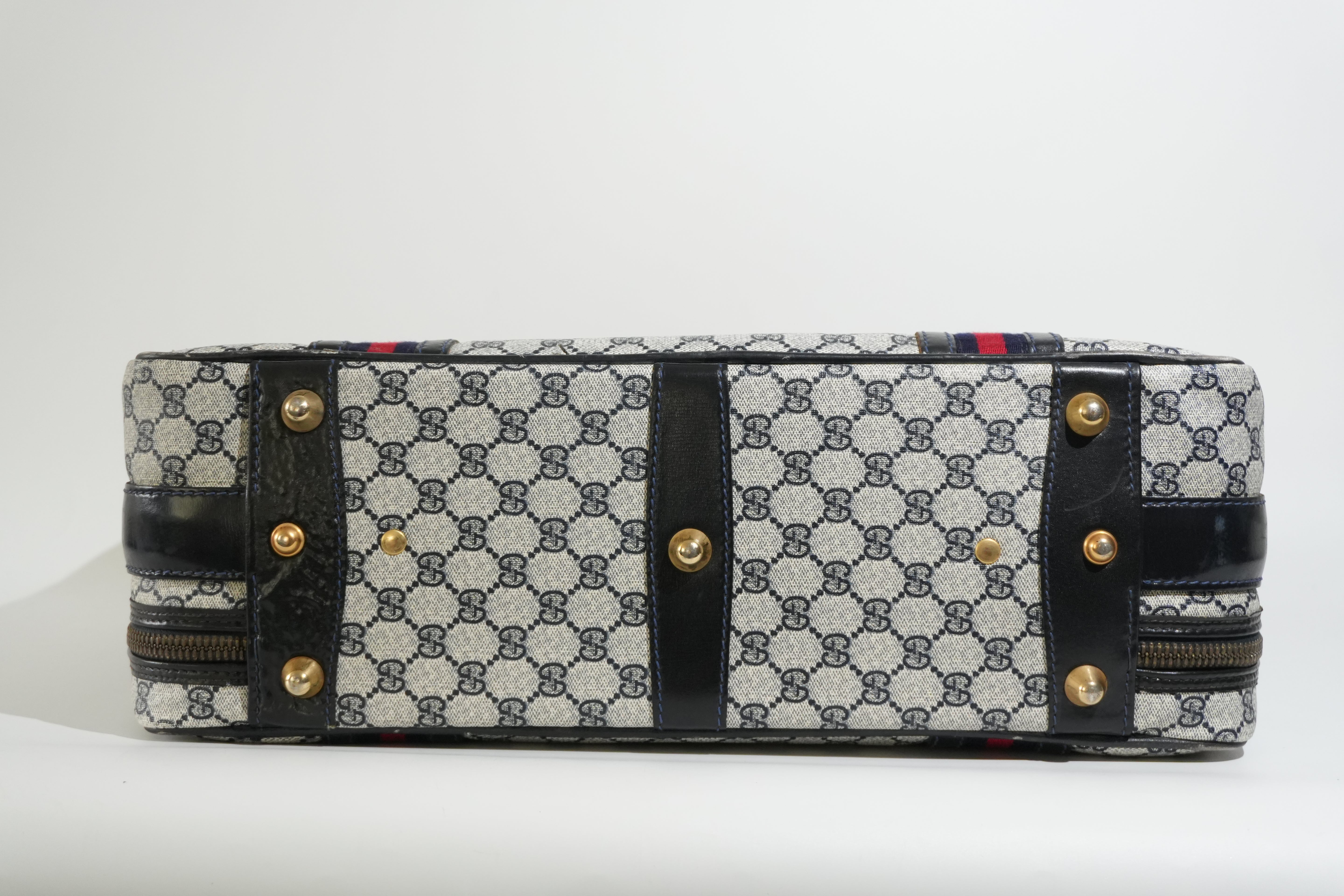 Pre-owned Gucci Ophidia Carry On Luggage Navy Blue