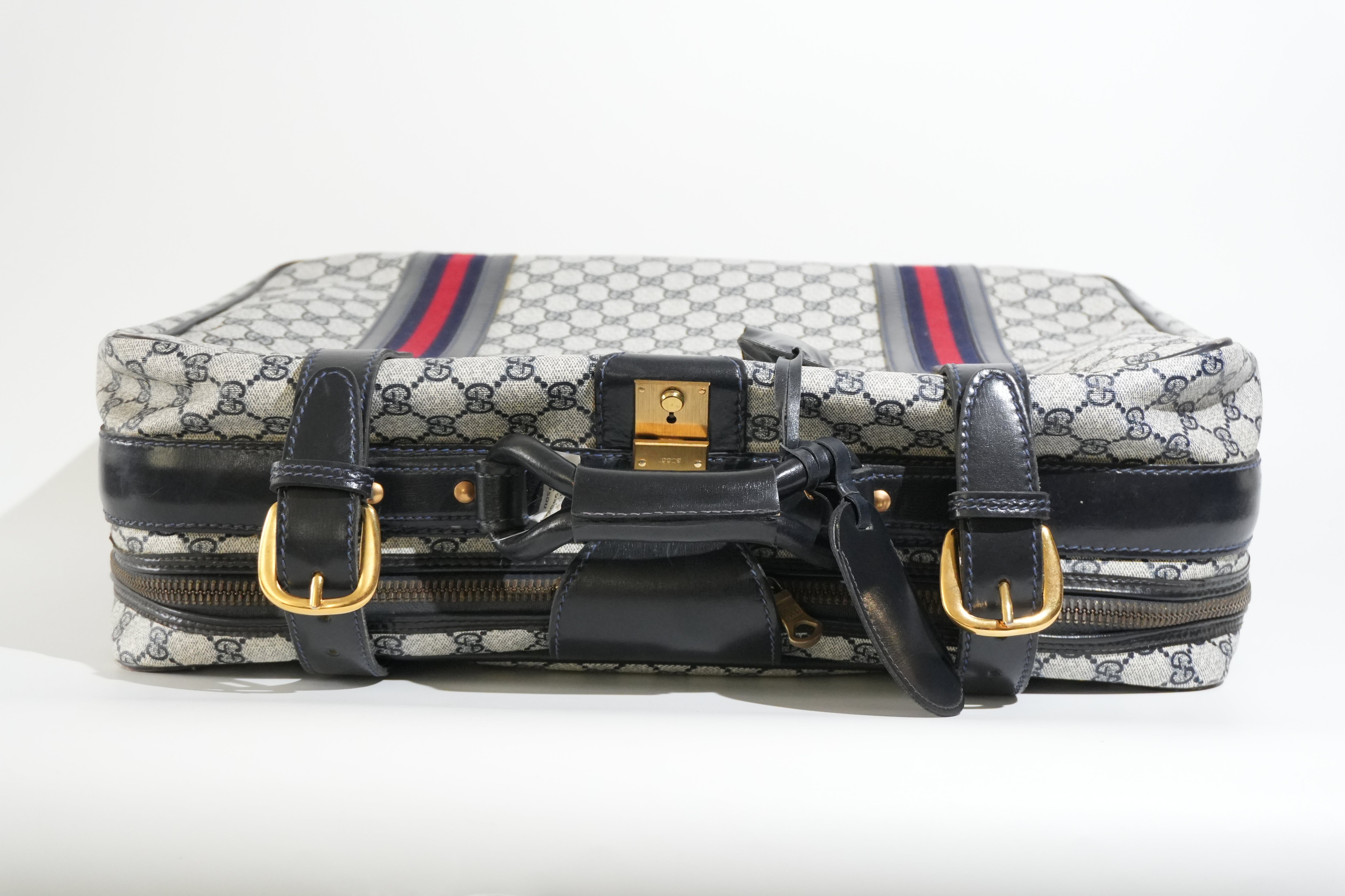 Pre-owned Gucci Ophidia Carry On Luggage Navy Blue