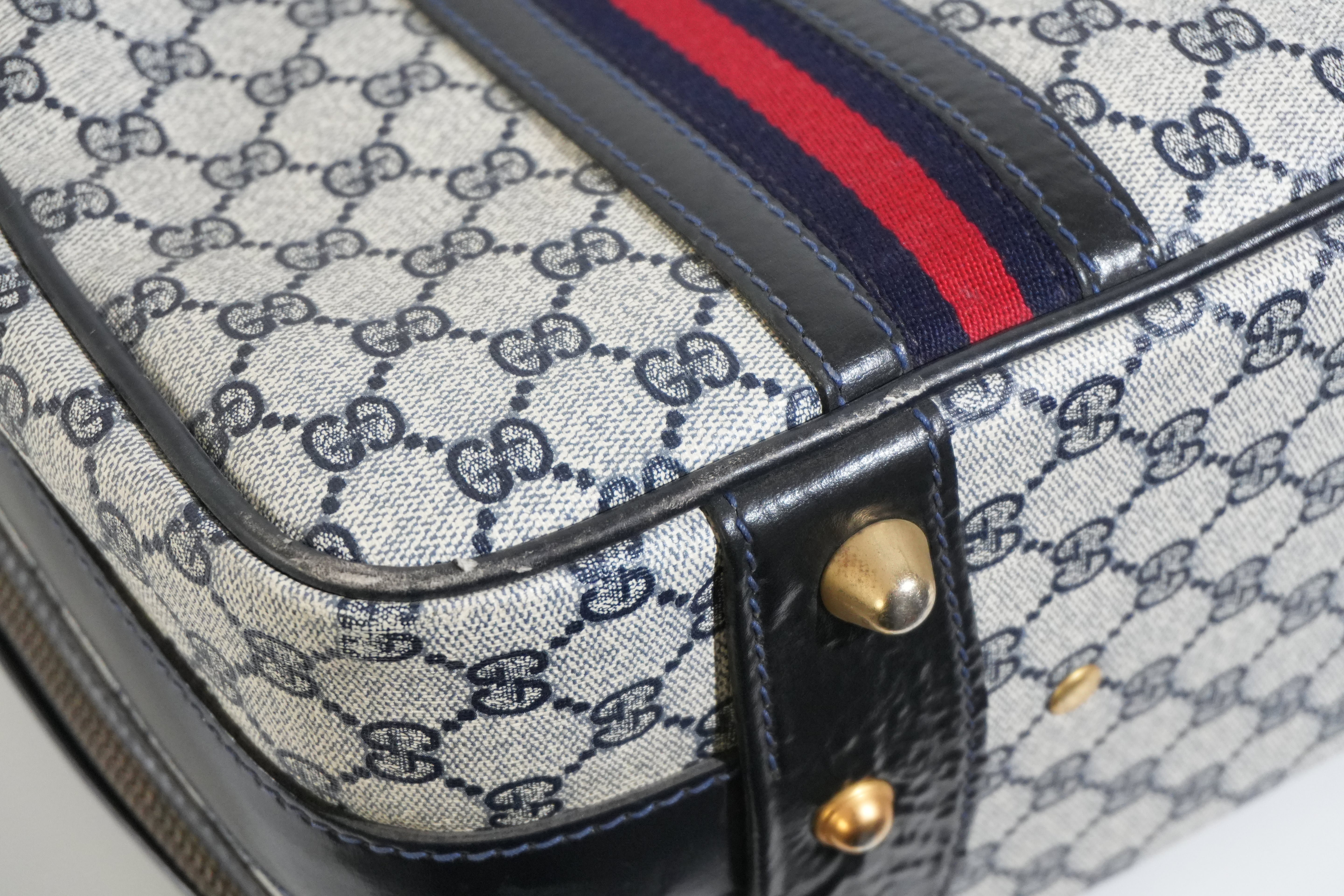 Pre-owned Gucci Ophidia Carry On Luggage Navy Blue