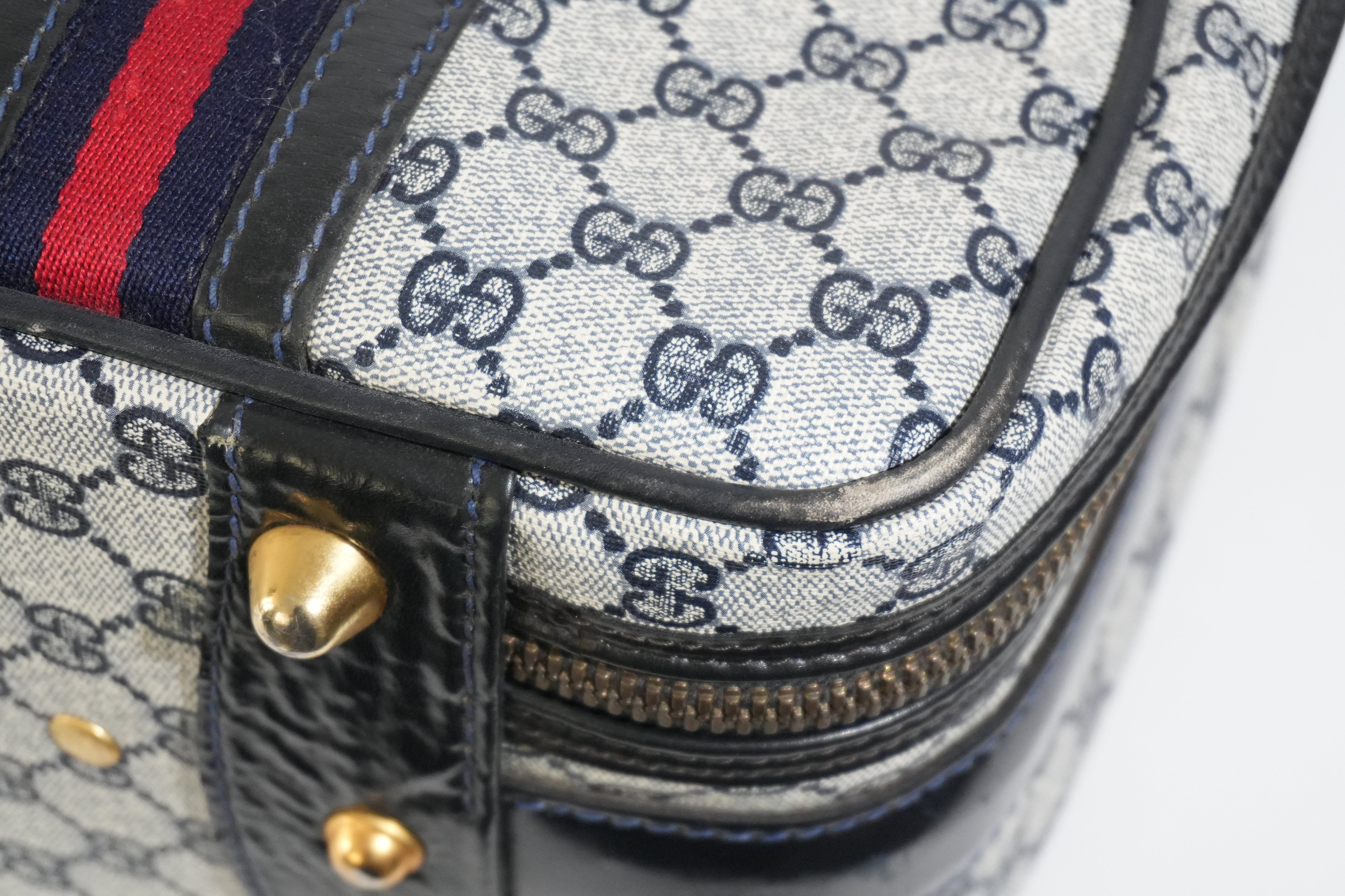 Pre-owned Gucci Ophidia Carry On Luggage Navy Blue