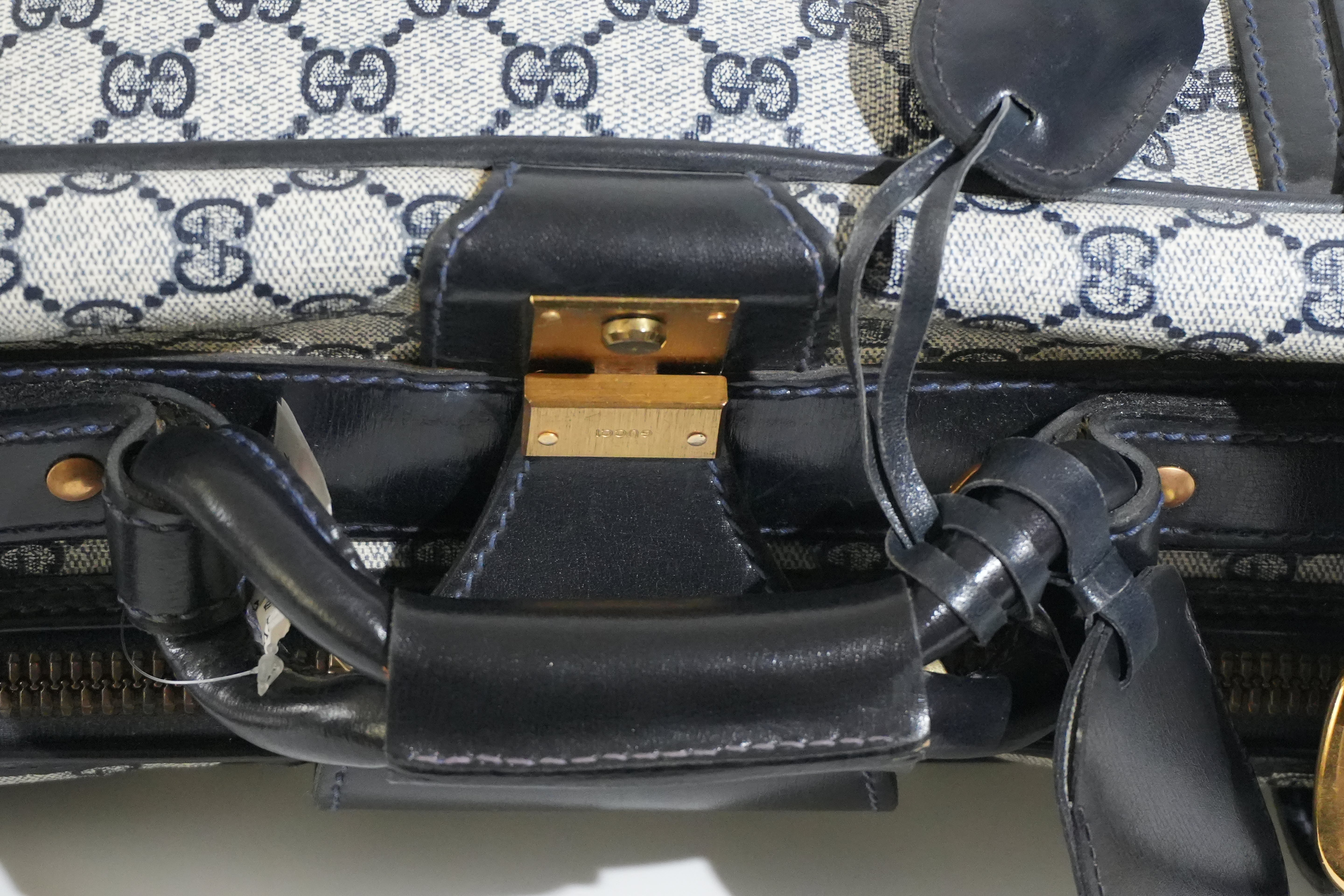 Pre-owned Gucci Ophidia Carry On Luggage Navy Blue
