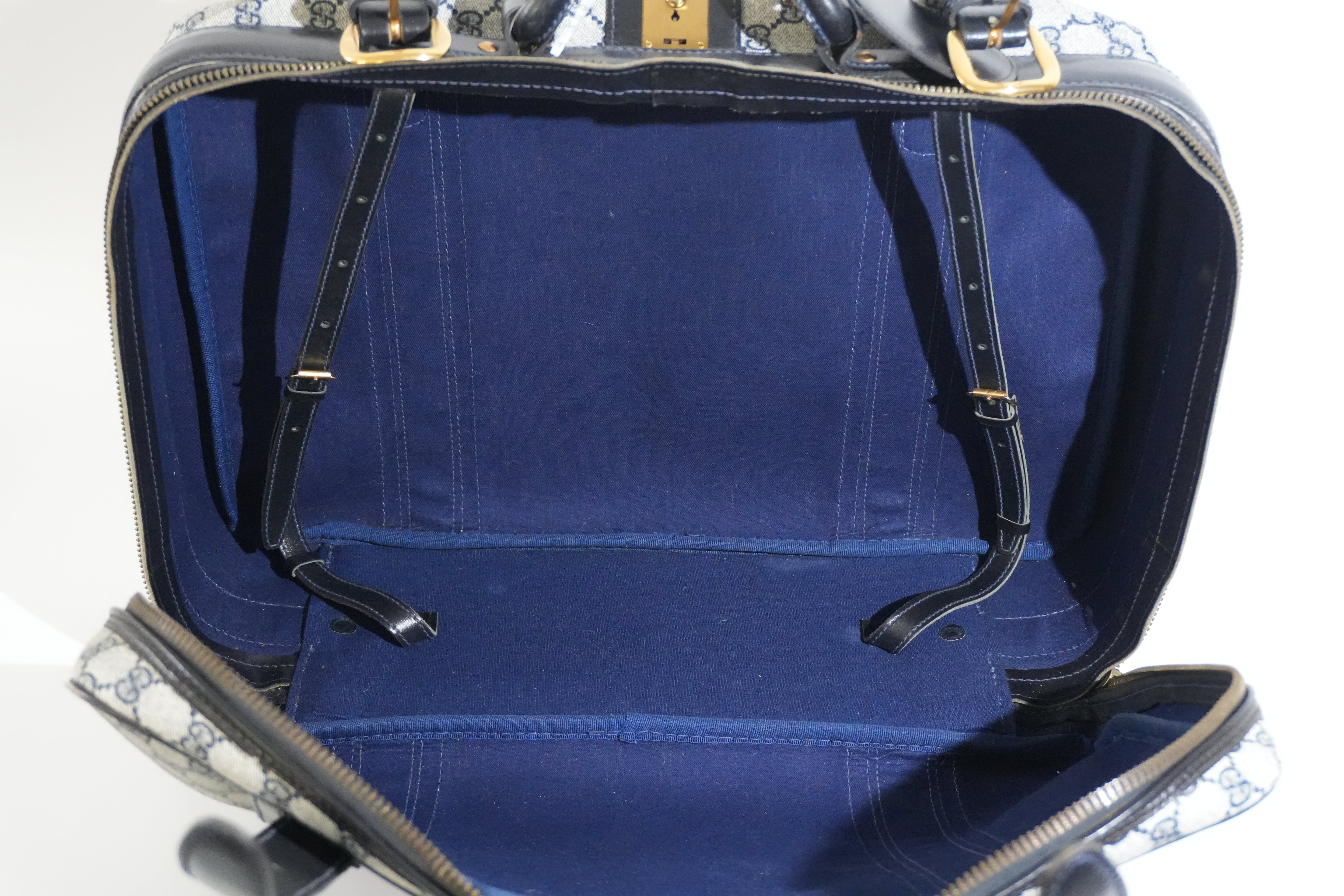 Pre-owned Gucci Ophidia Carry On Luggage Navy Blue
