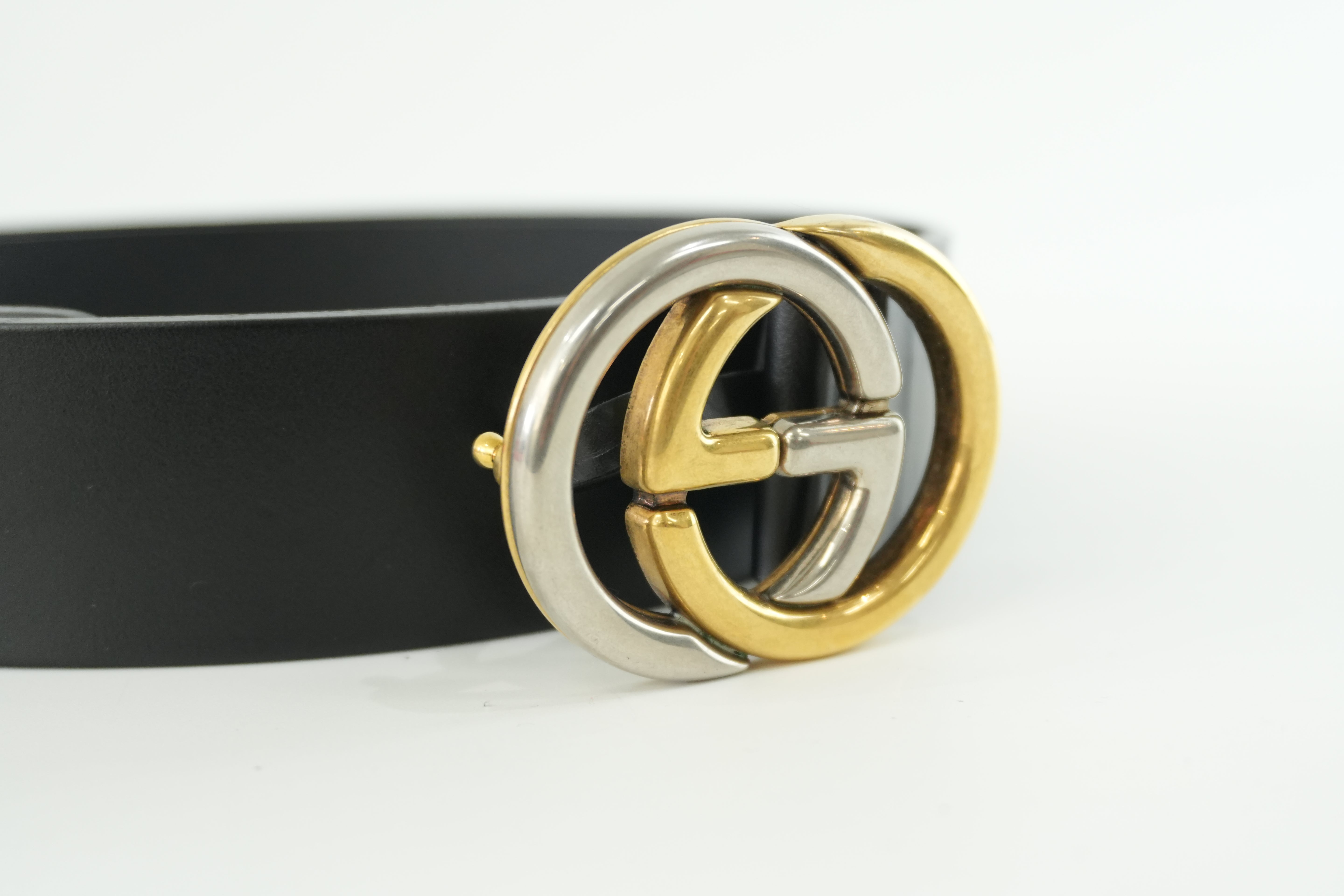 Gucci Interlocking Belt Leather Black Used