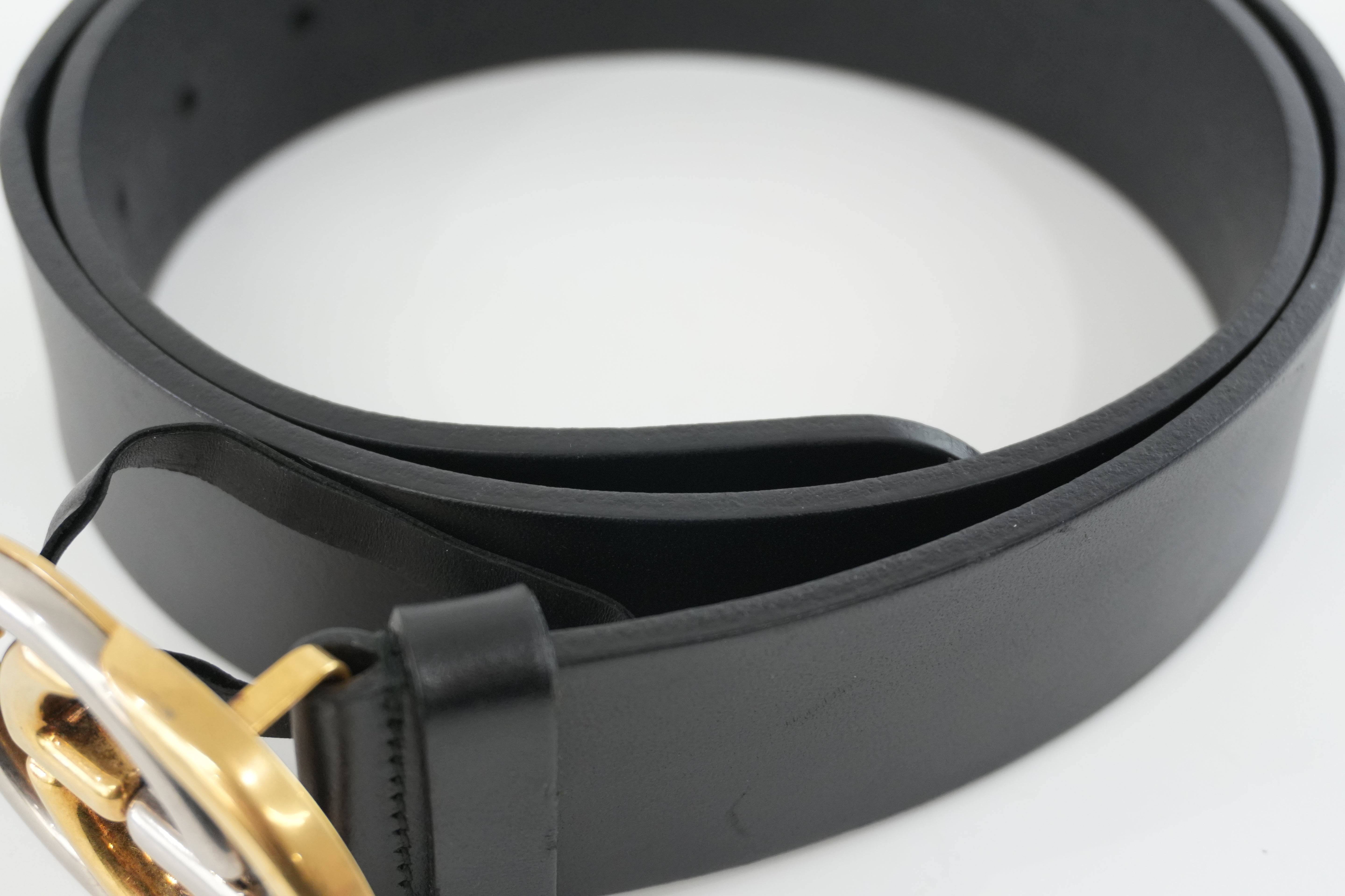 Gucci Interlocking Belt Leather Black Used
