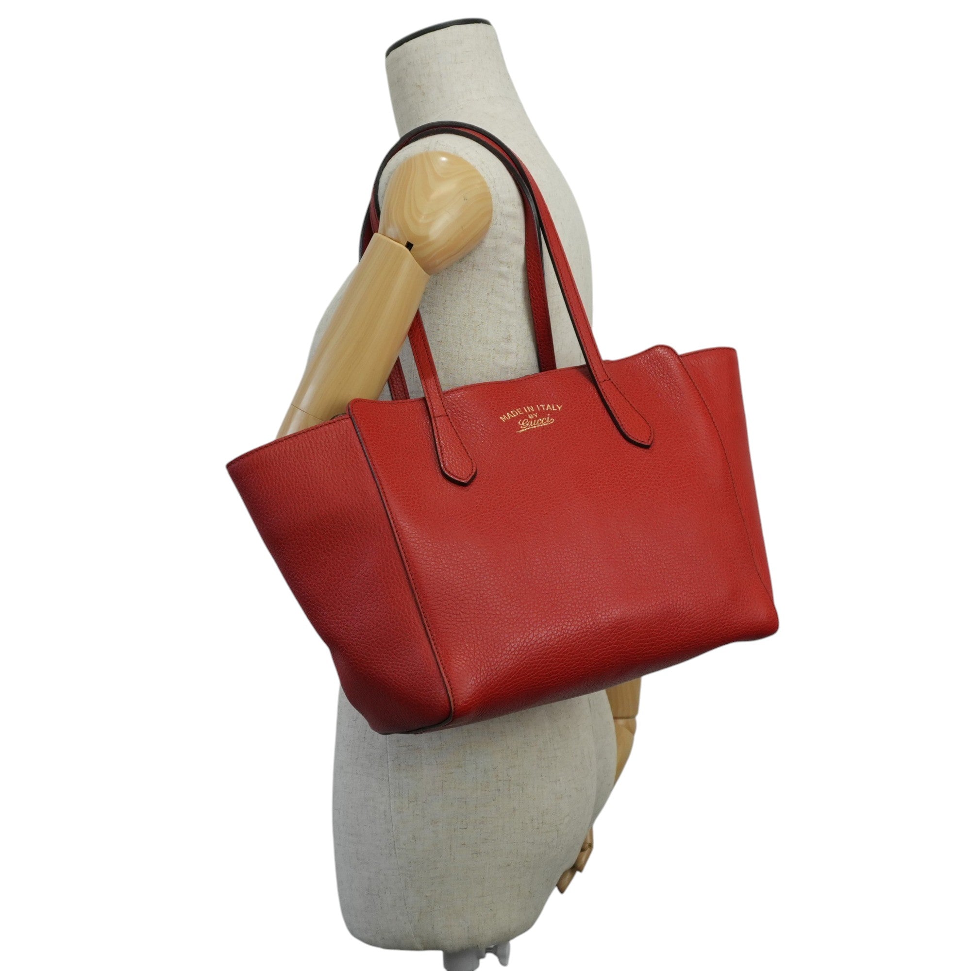 Gucci Swing Tote Bag Leather Red Used