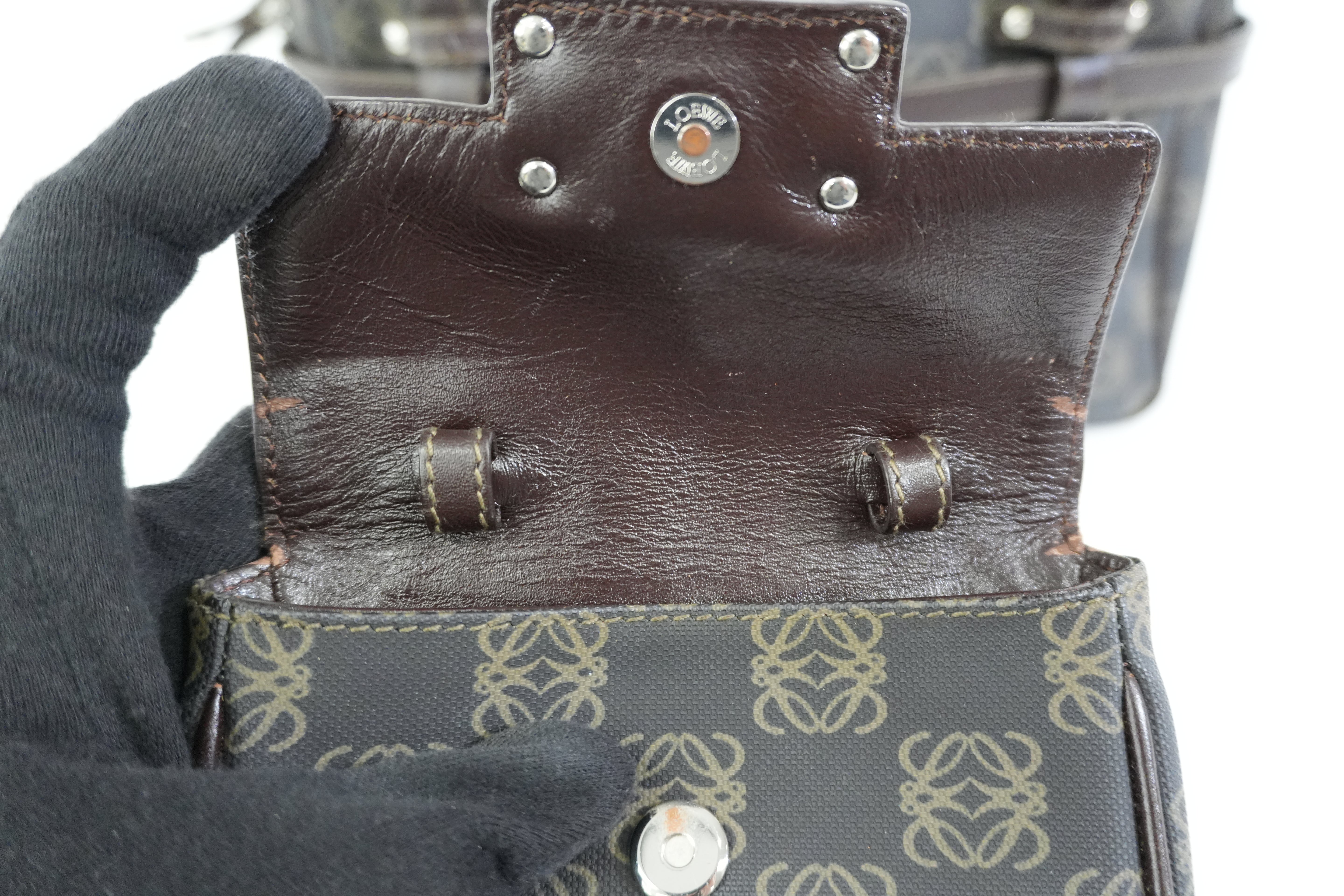 Pre-owned Loewe Analog Handbag with Pouch Black and Brown