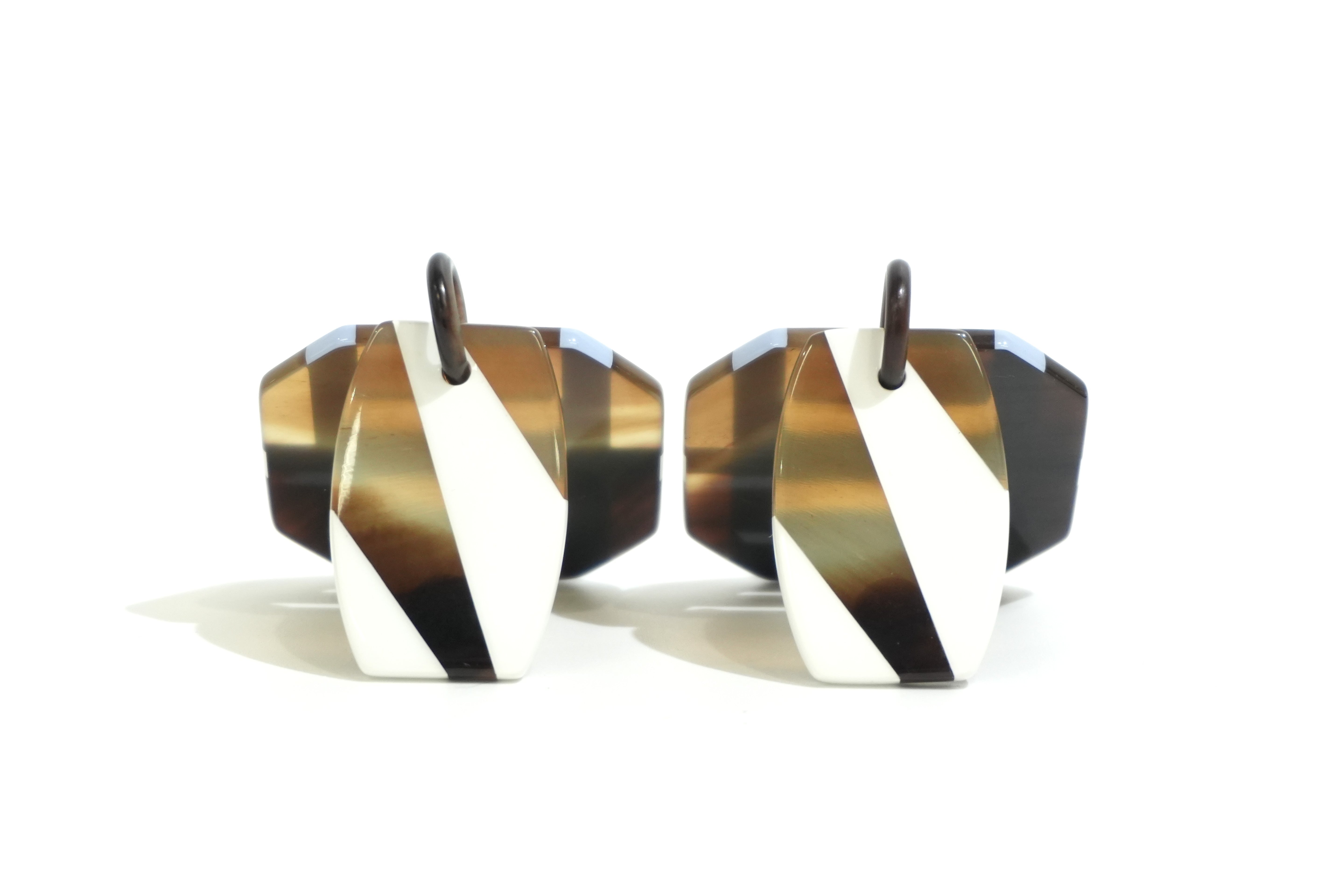Pre-owned Hermes Resin Earrings Brown and Blue