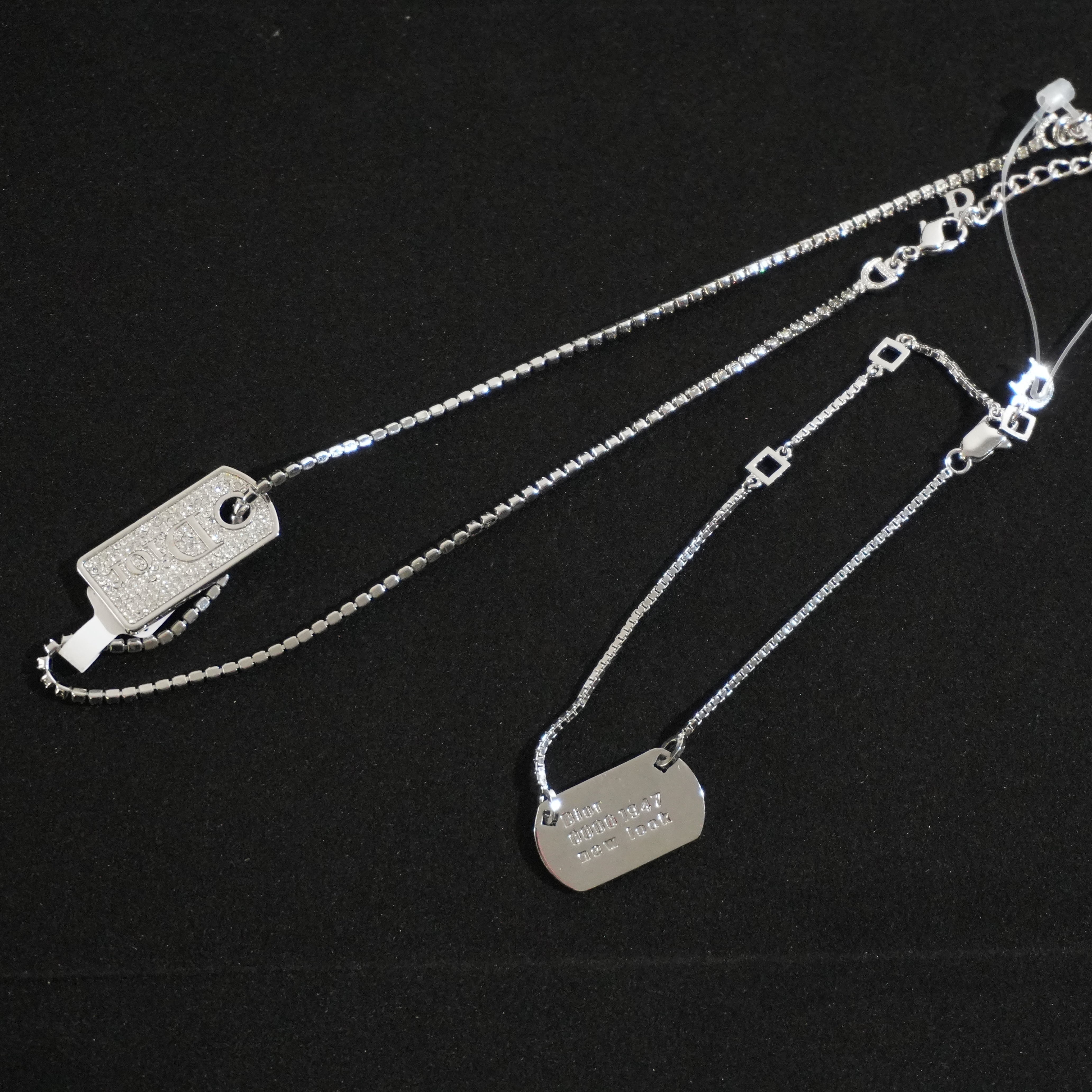 Pre-owned Dior Logo Tag Silver tone Bundle of 2