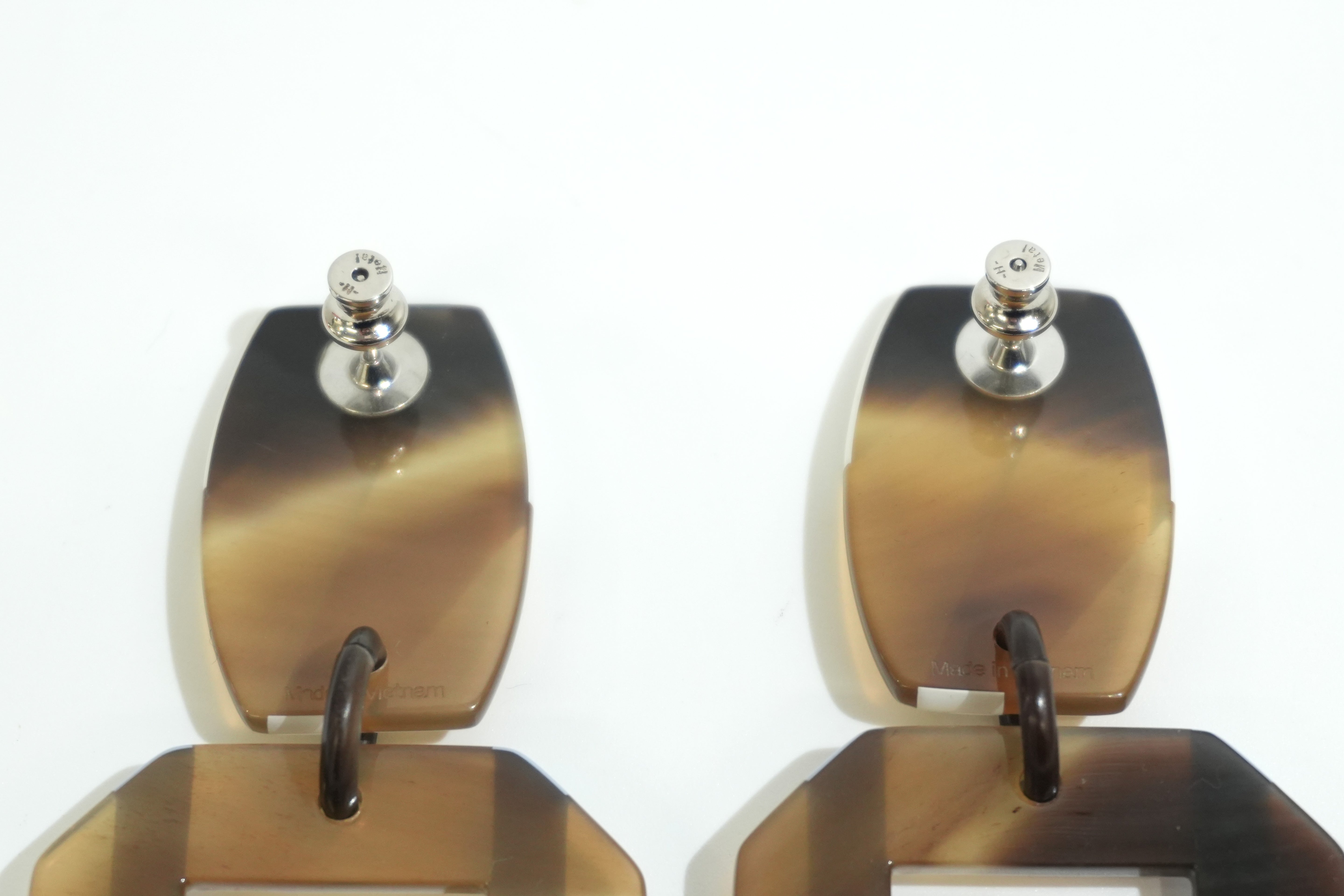 Pre-owned Hermes Resin Earrings Brown and Blue