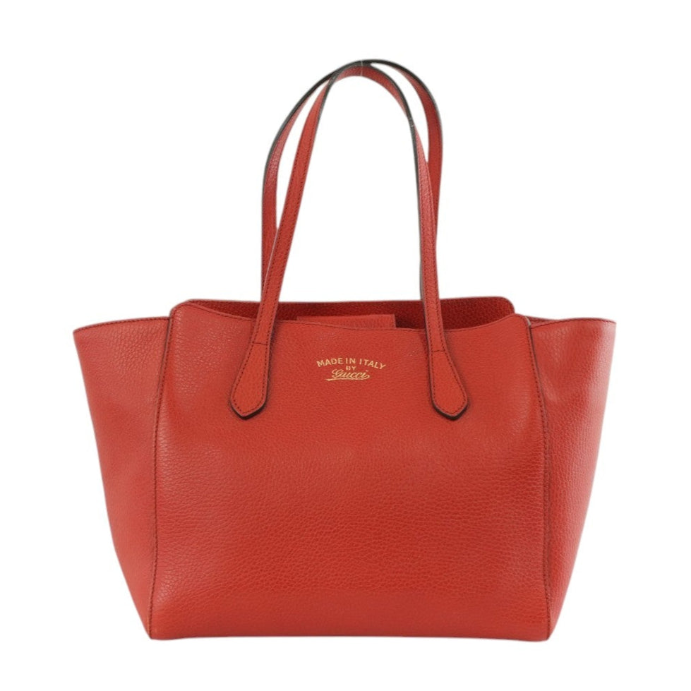Gucci Swing Tote Bag Leather Red Used