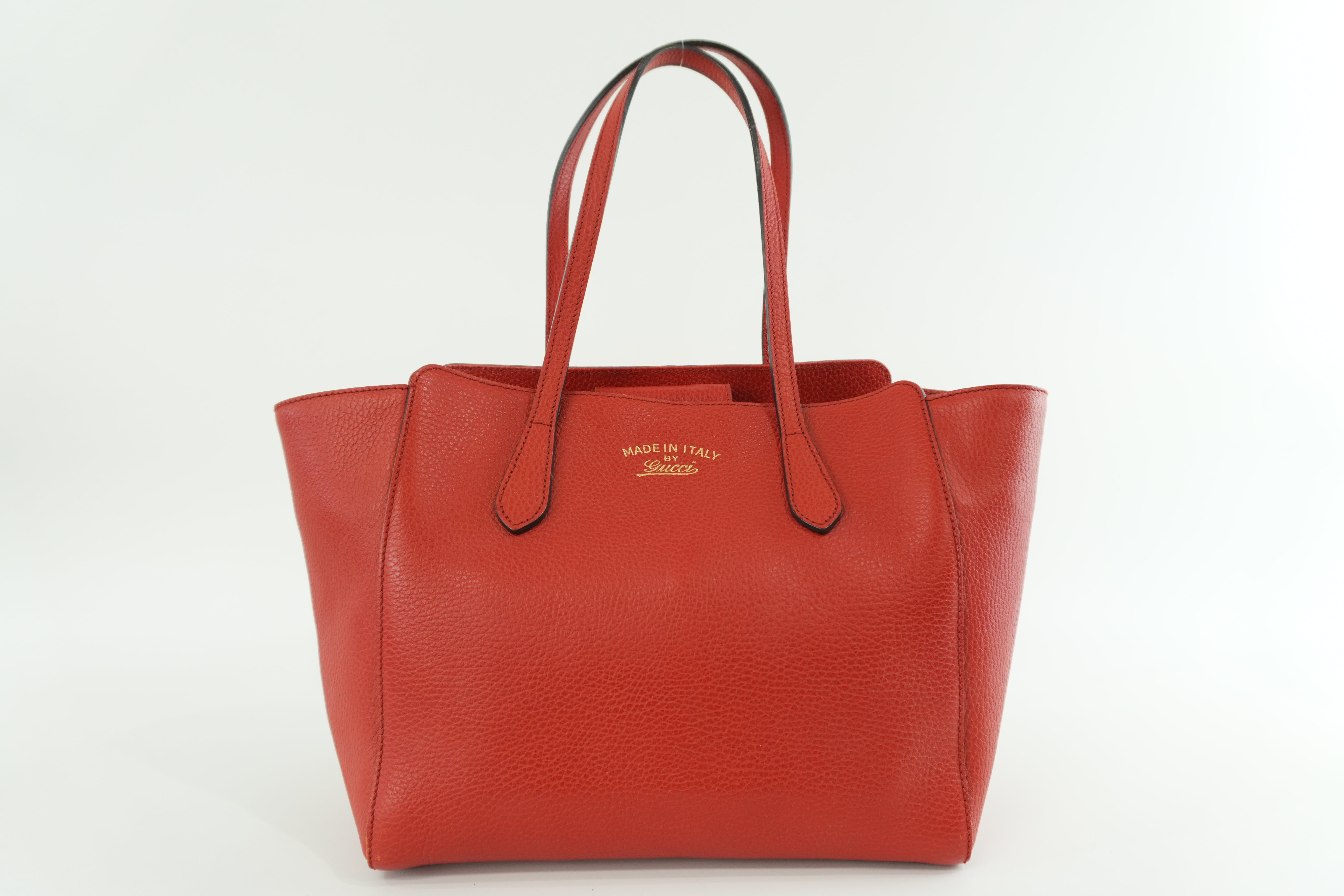 Gucci Swing Tote Bag Leather Red Used