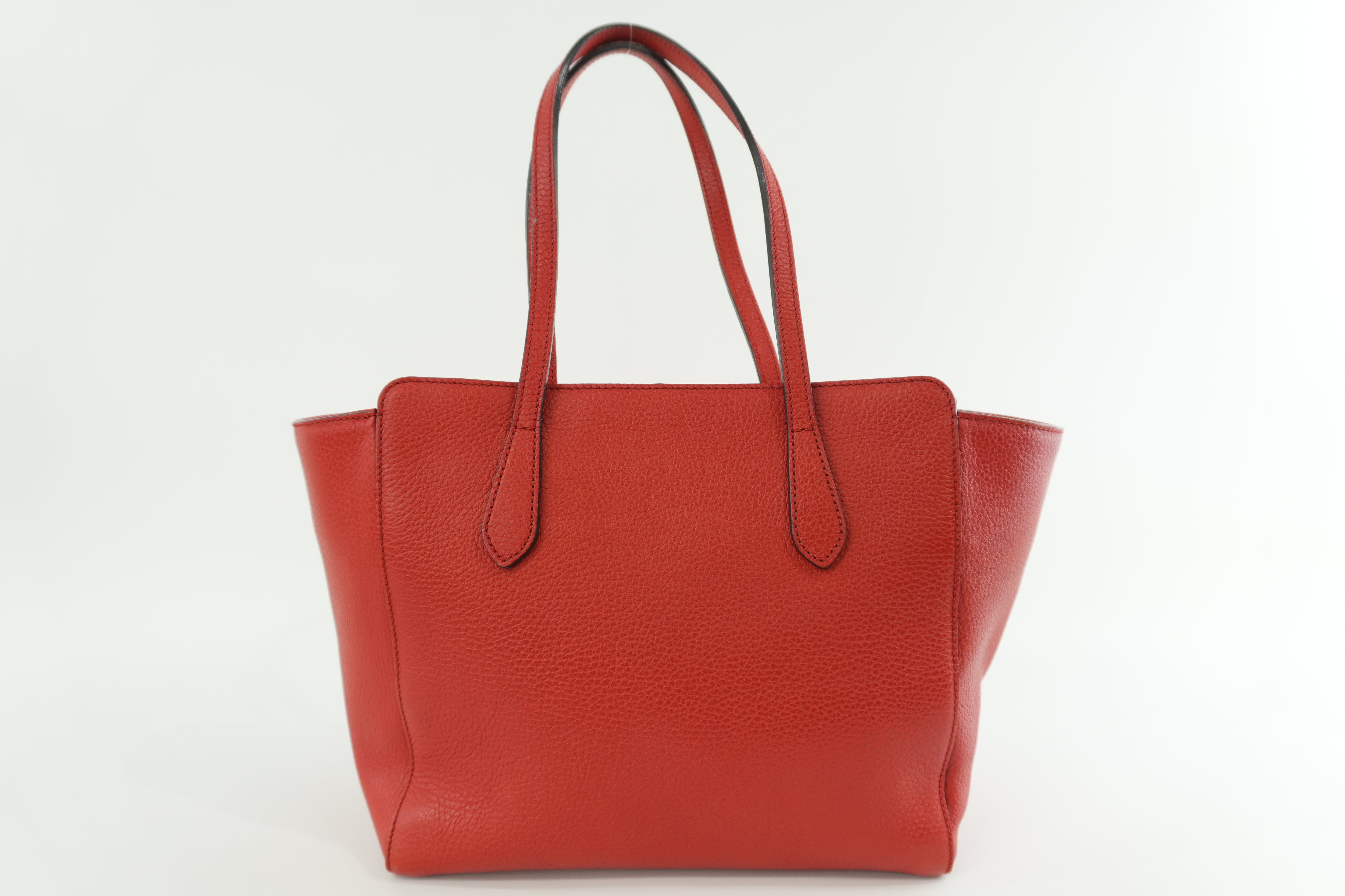 Gucci Swing Tote Bag Leather Red Used