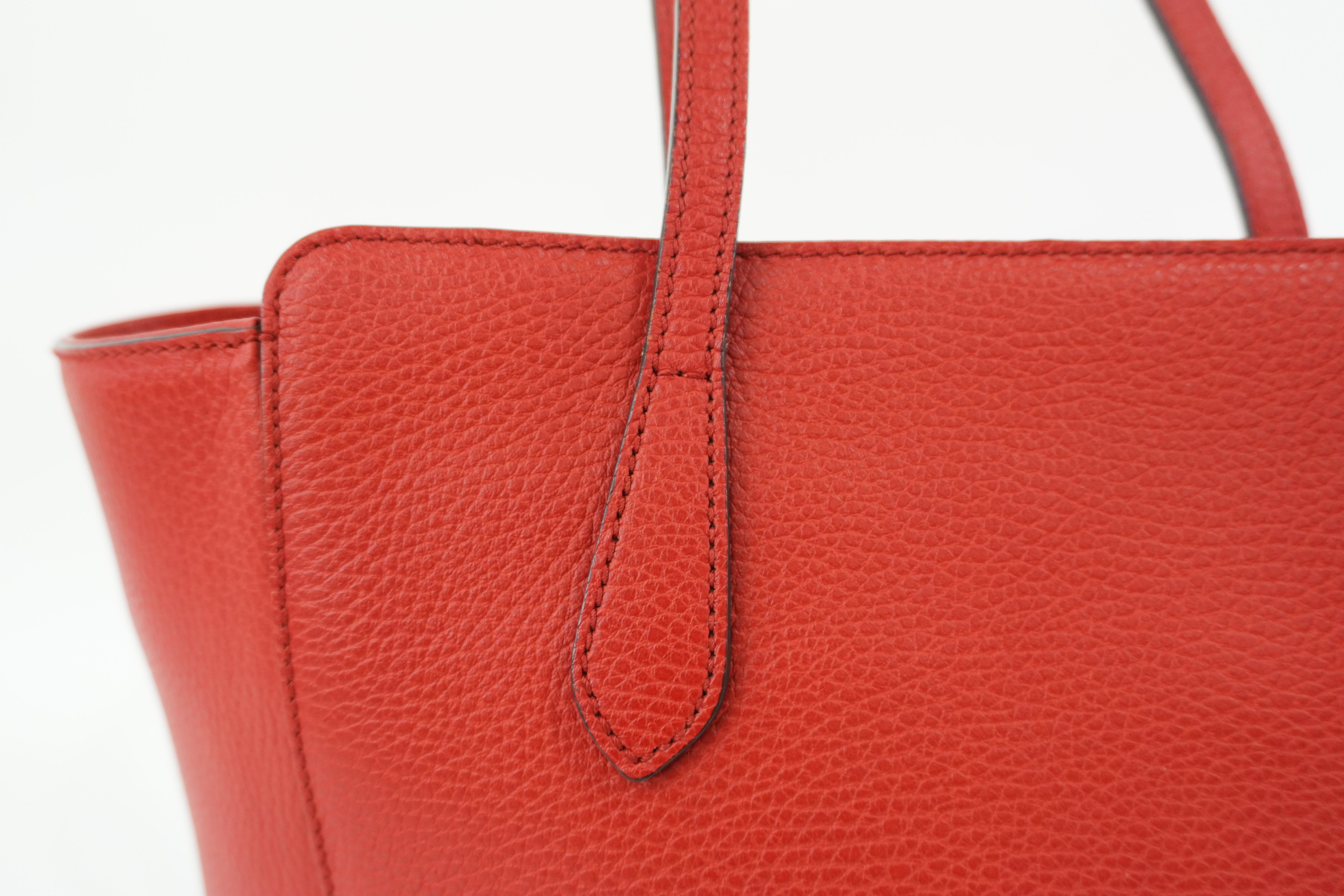 Gucci Swing Tote Bag Leather Red Used