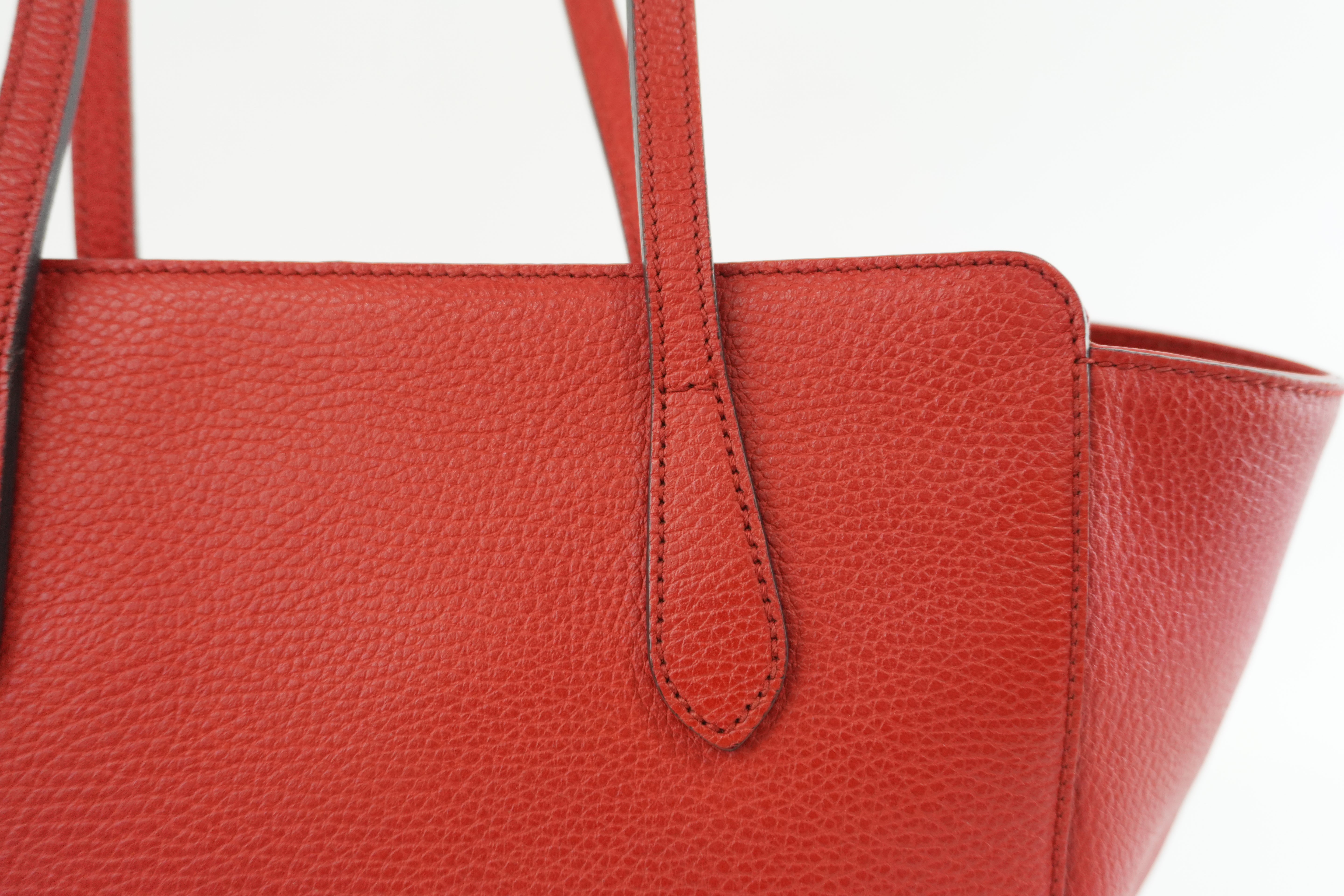 Gucci Swing Tote Bag Leather Red Used