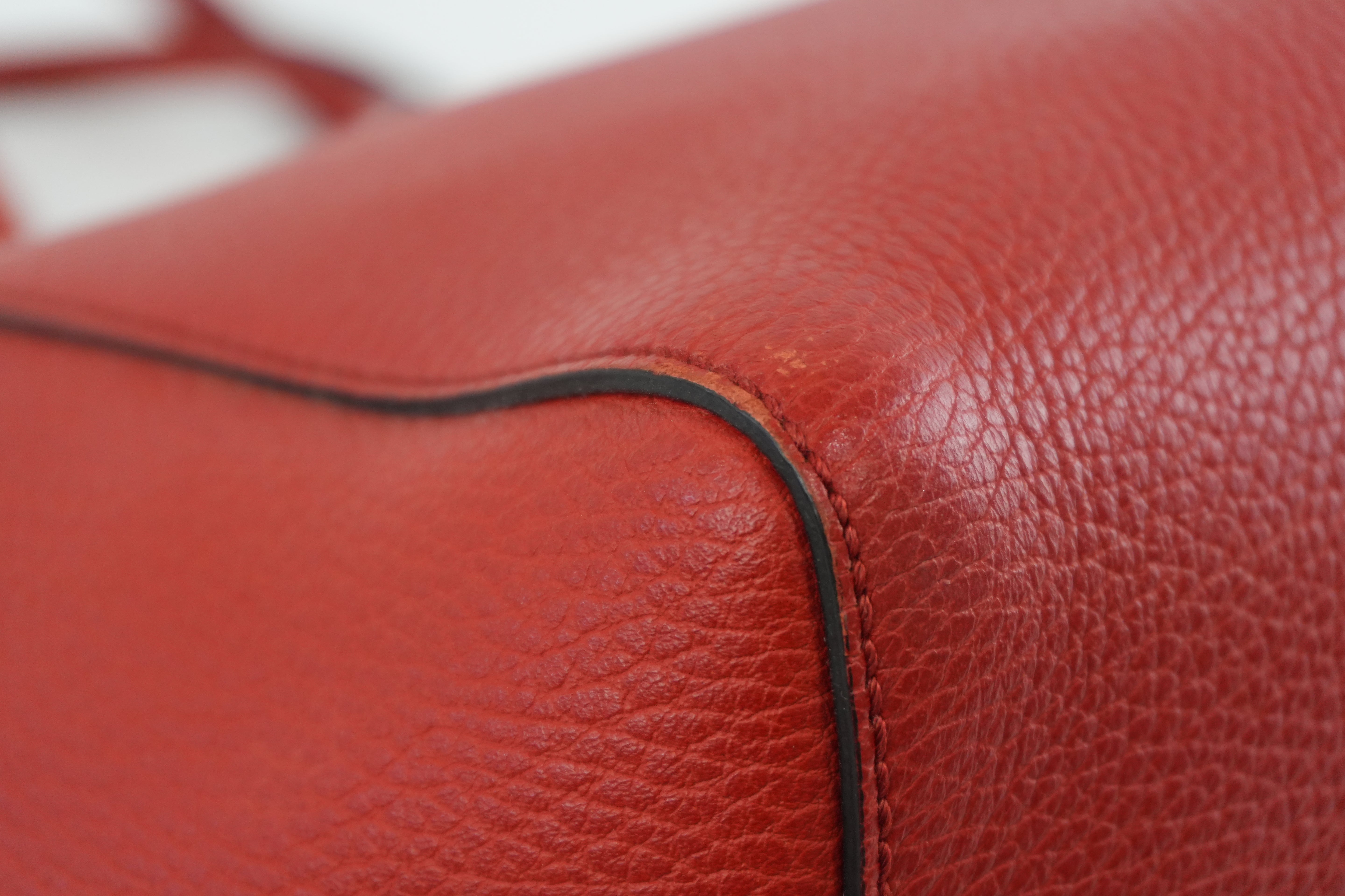 Gucci Swing Tote Bag Leather Red Used