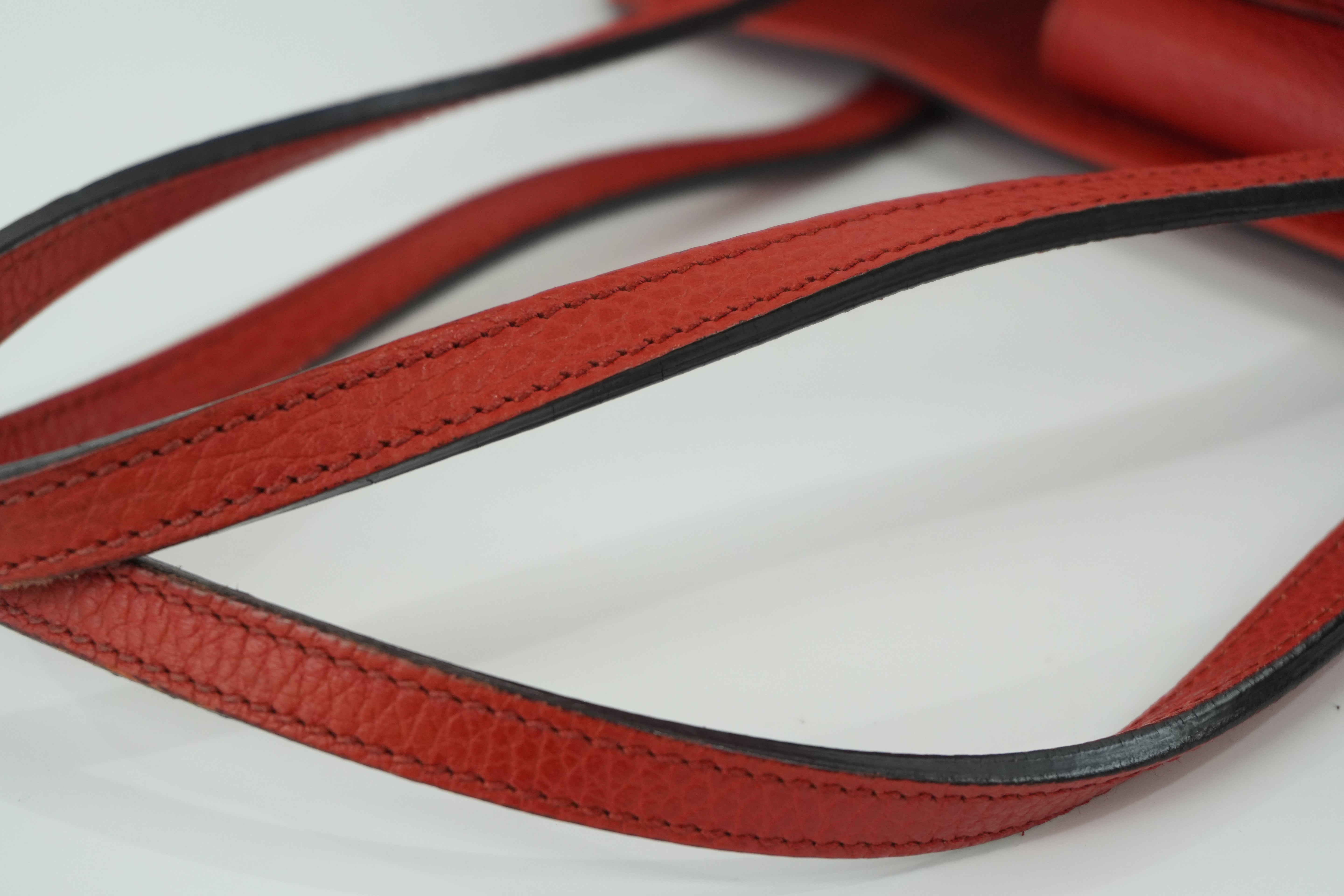 Gucci Swing Tote Bag Leather Red Used