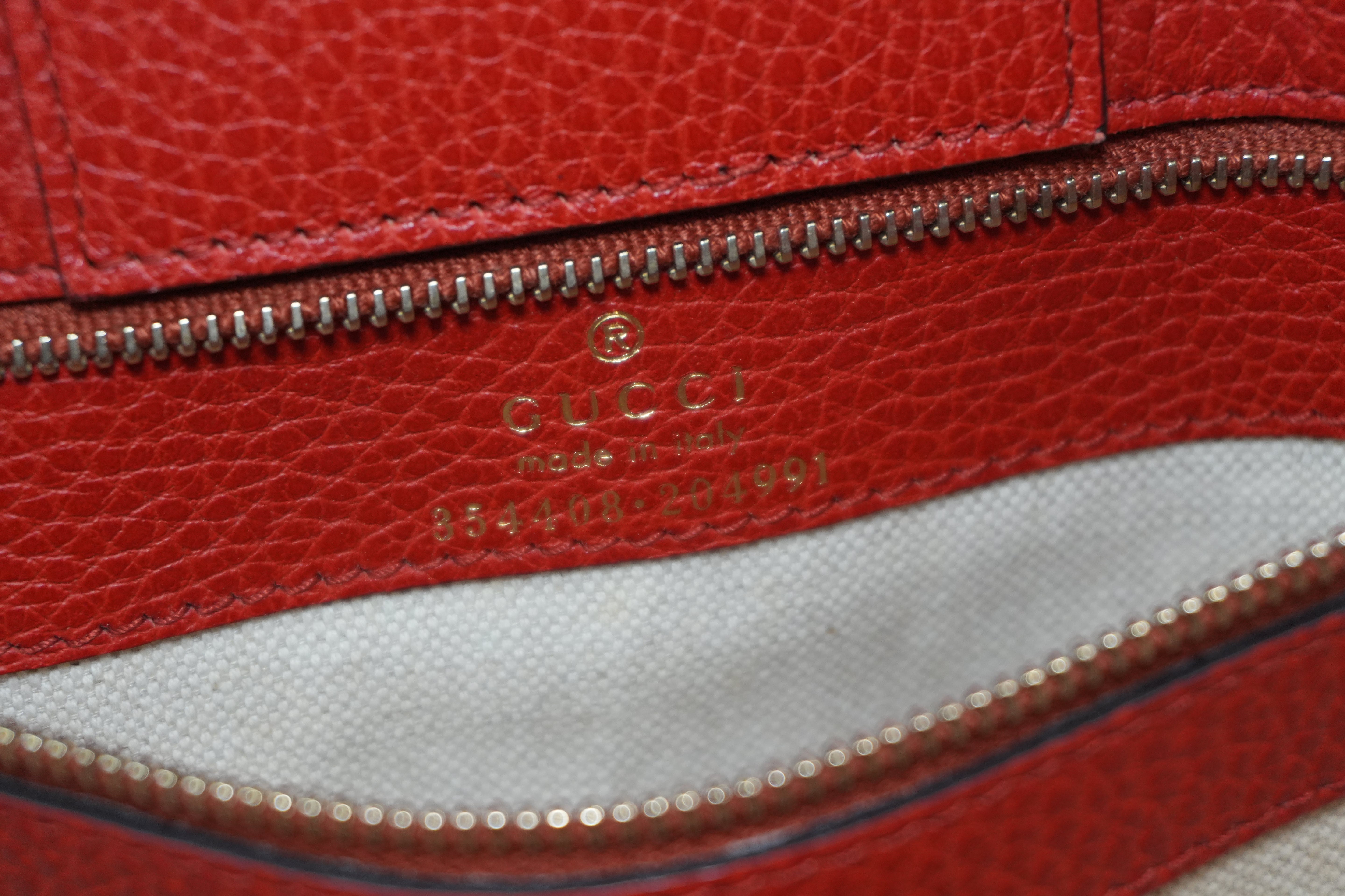 Gucci Swing Tote Bag Leather Red Used