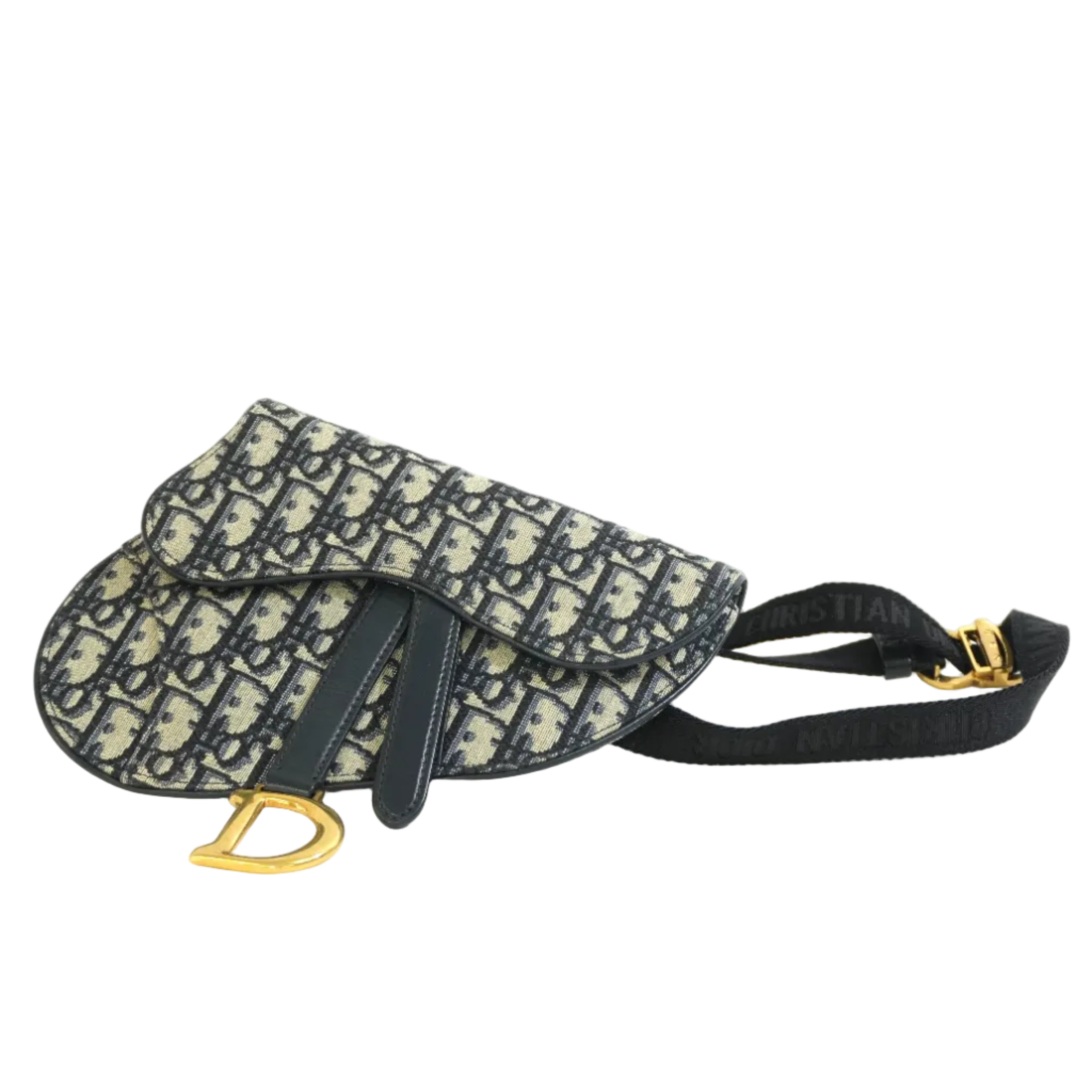 Pre-owned Dior Oblique Saddle Belt Bag Navy Blue