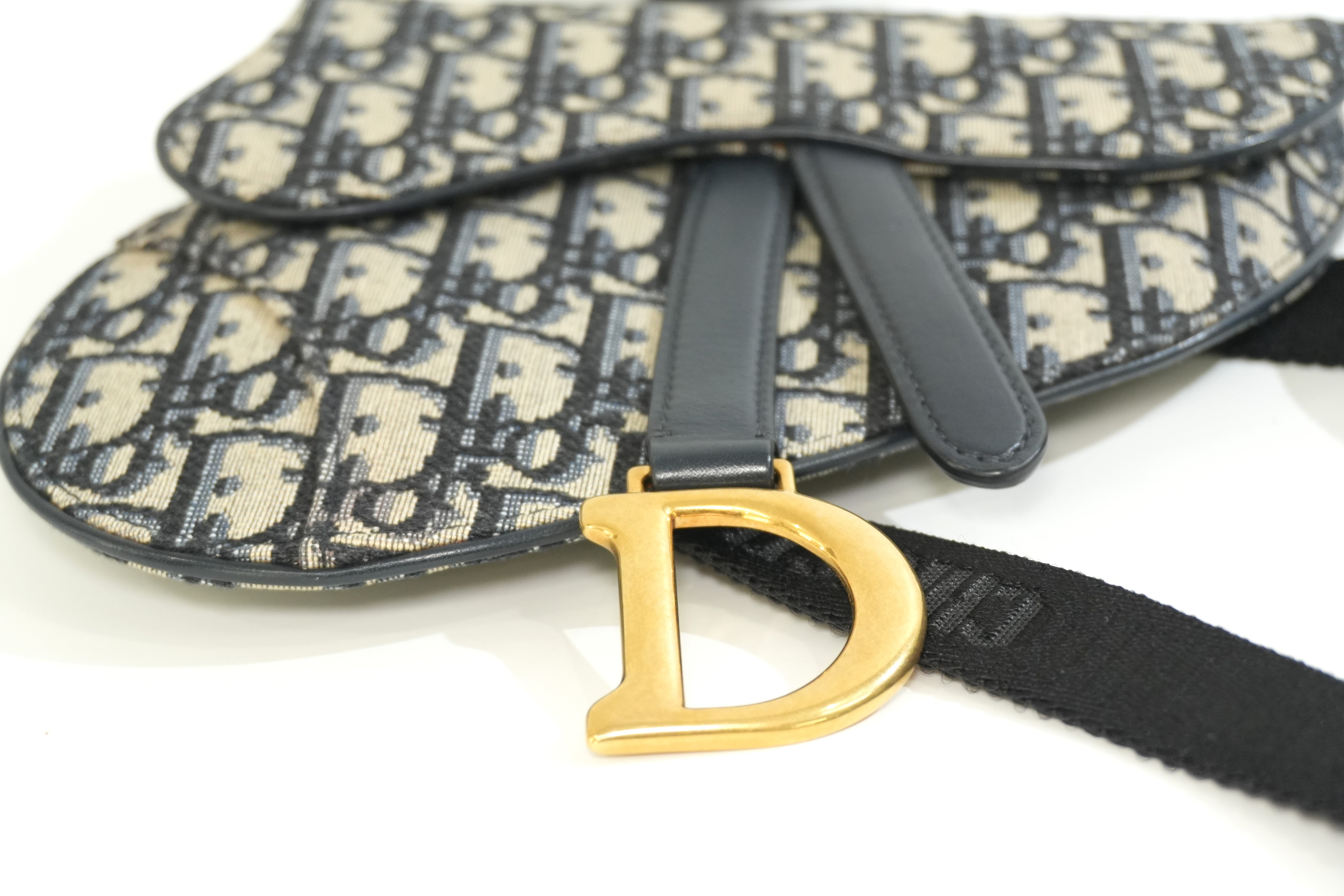 Pre-owned Dior Oblique Saddle Belt Bag Navy Blue