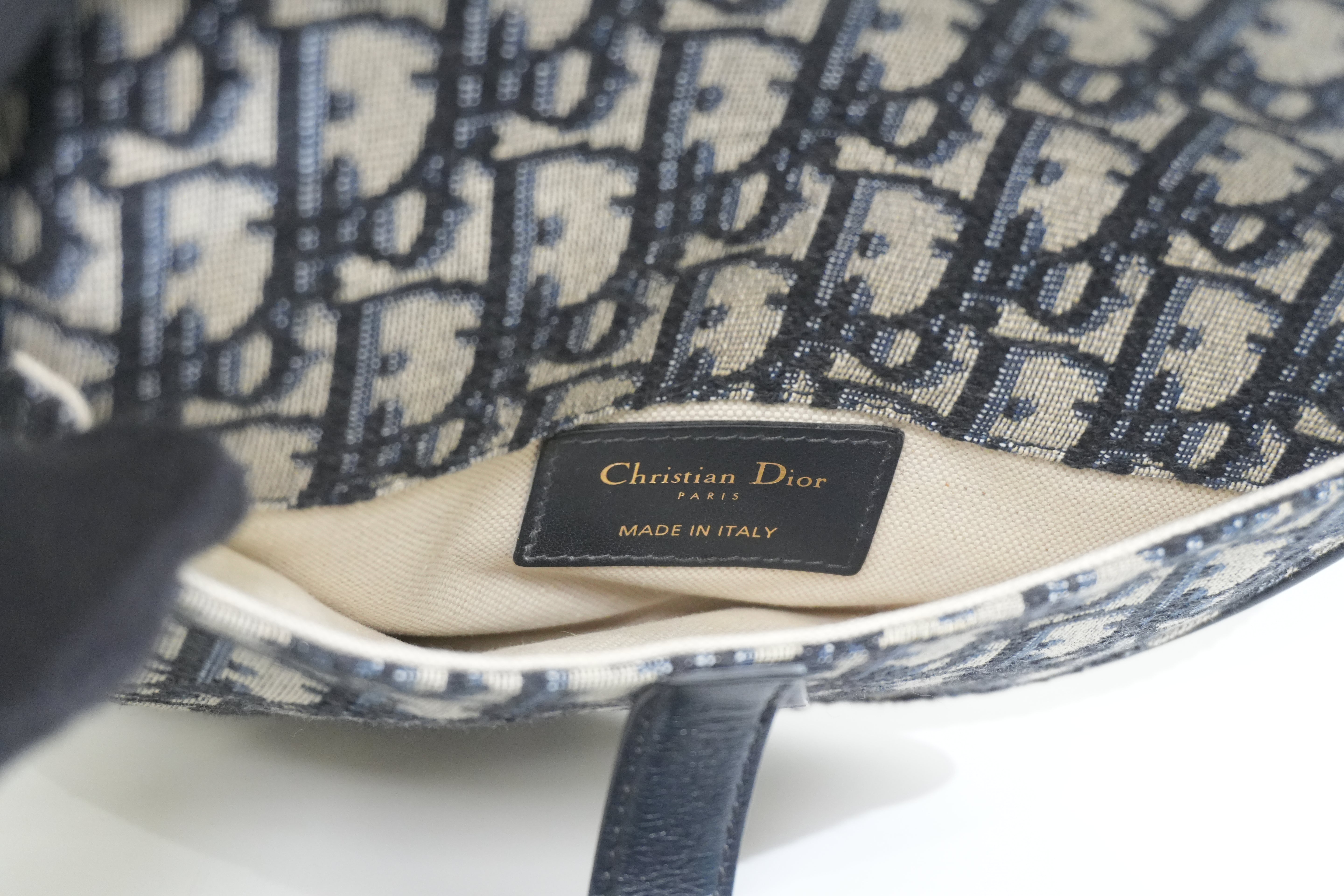 Pre-owned Dior Oblique Saddle Belt Bag Navy Blue