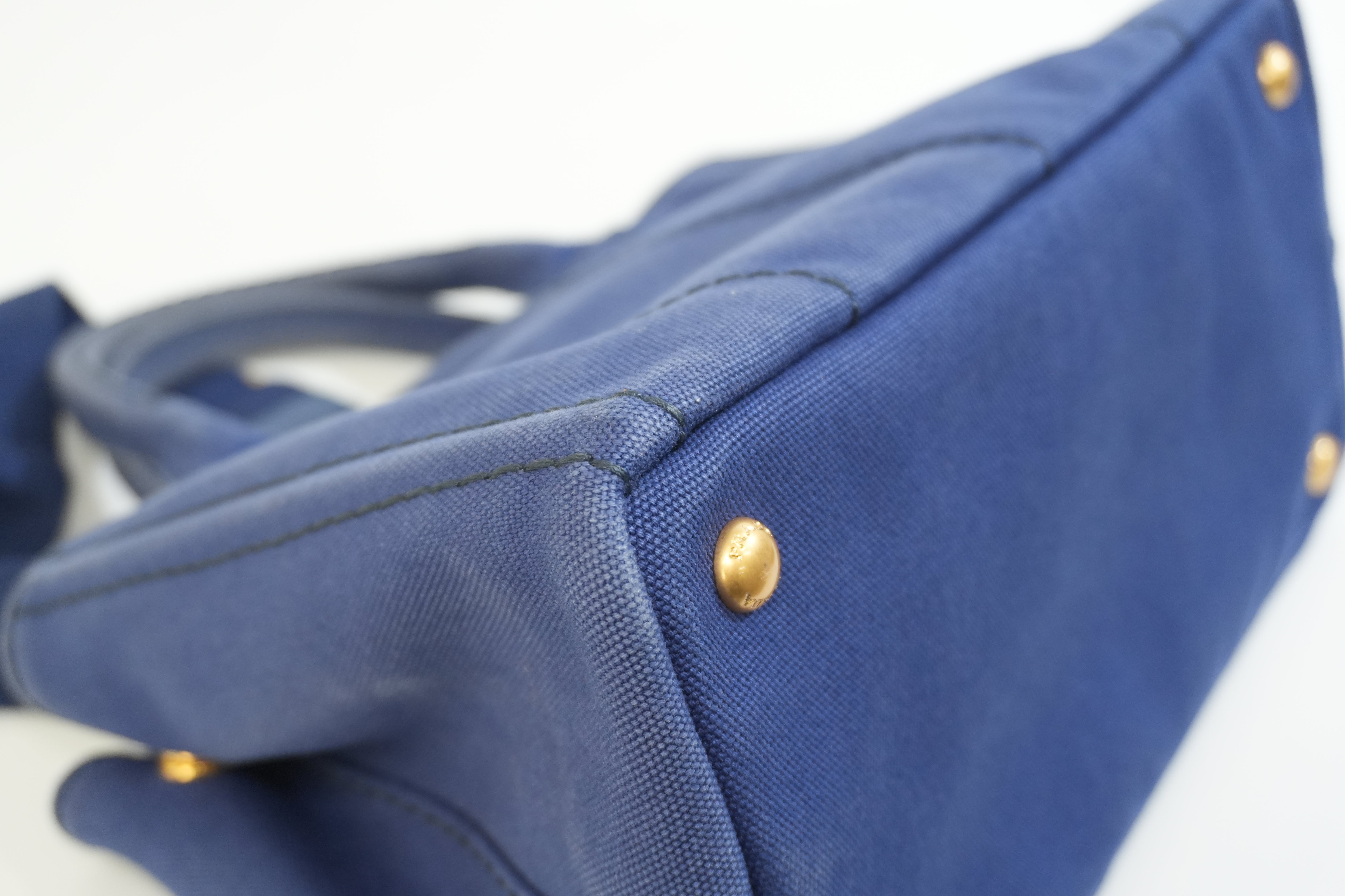 Pre-owned Prada Canapa Small Two Way Shoulder Blue