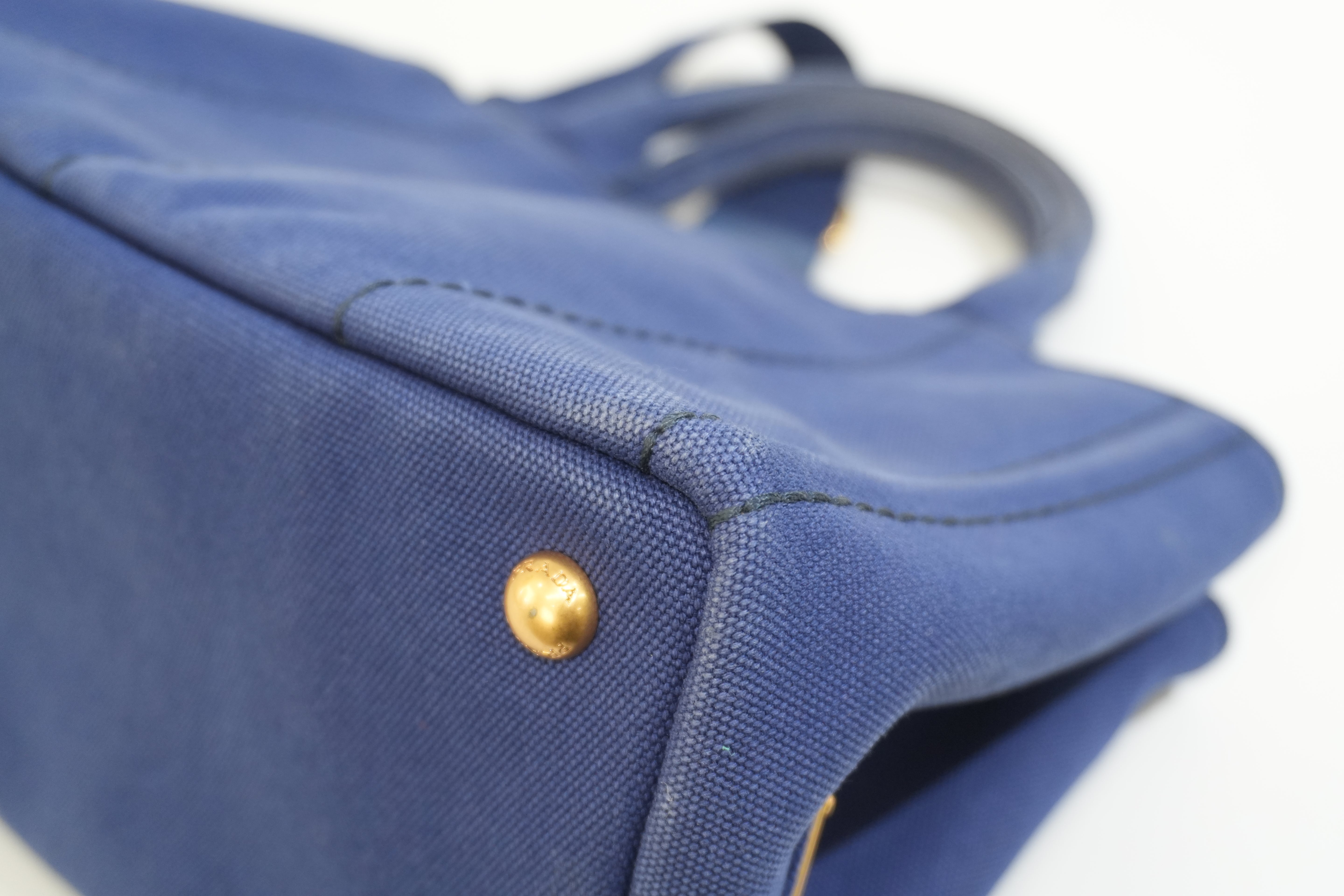 Pre-owned Prada Canapa Small Two Way Shoulder Blue