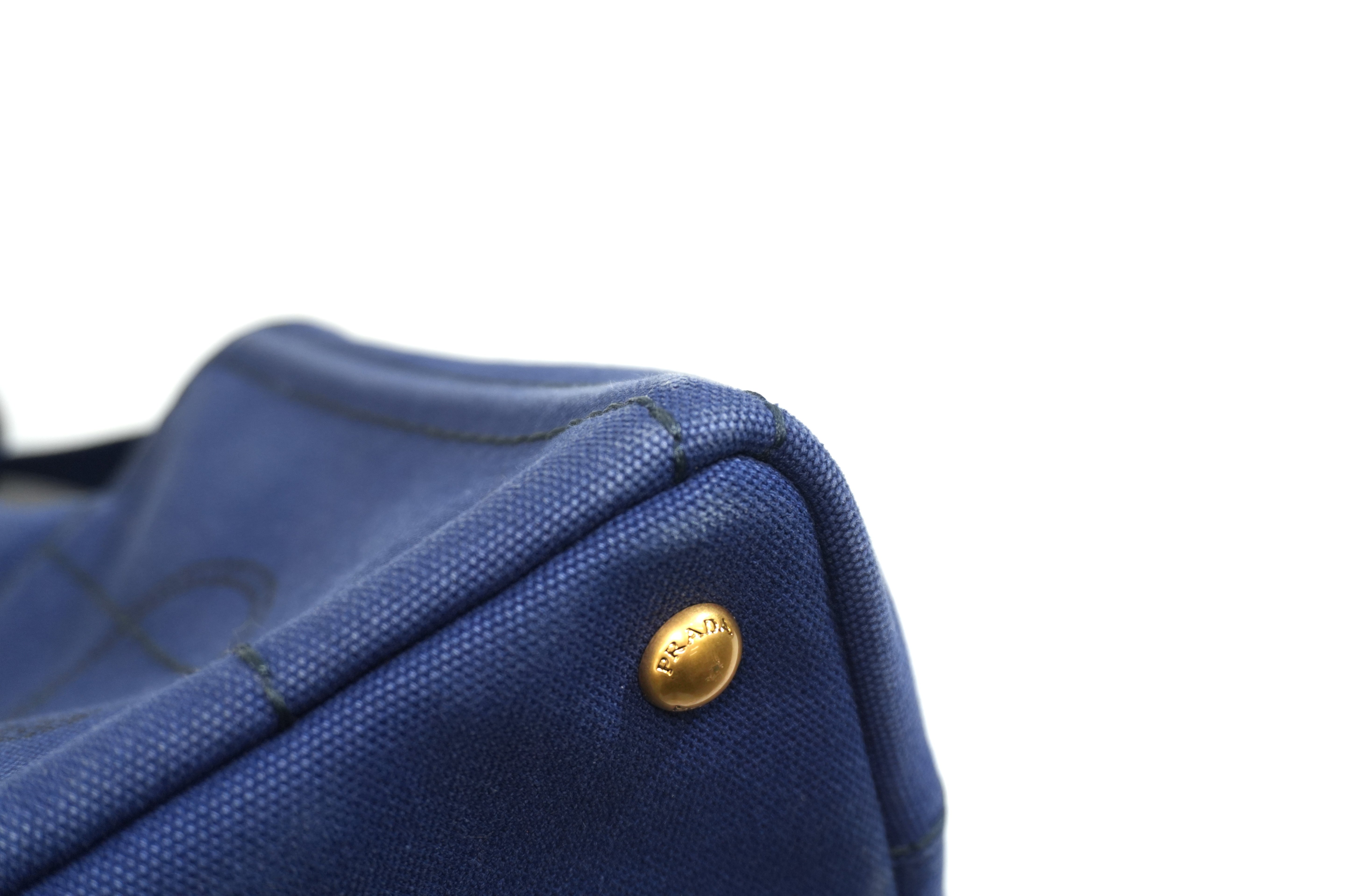 Pre-owned Prada Canapa Small Two Way Shoulder Blue