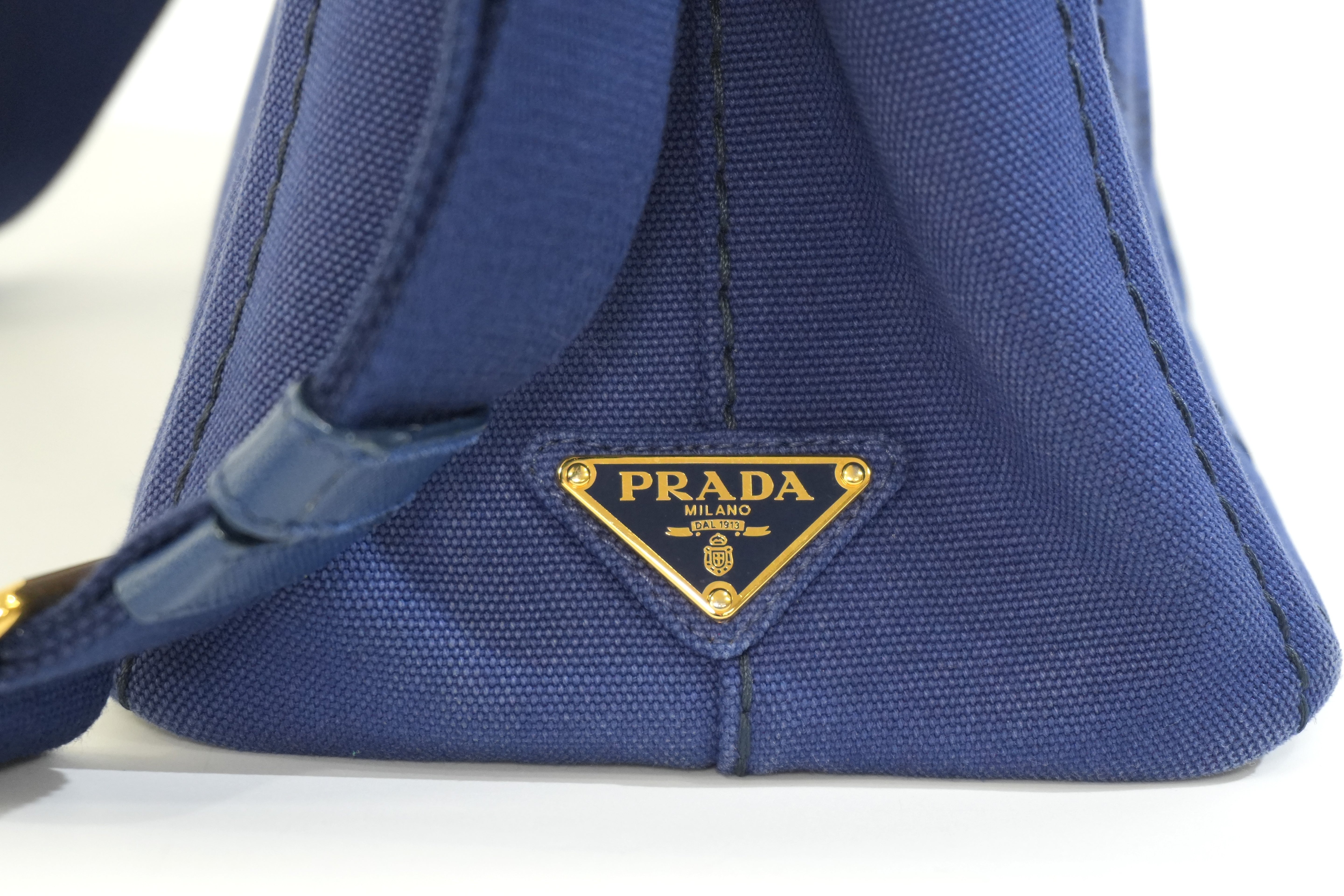 Pre-owned Prada Canapa Small Two Way Shoulder Blue