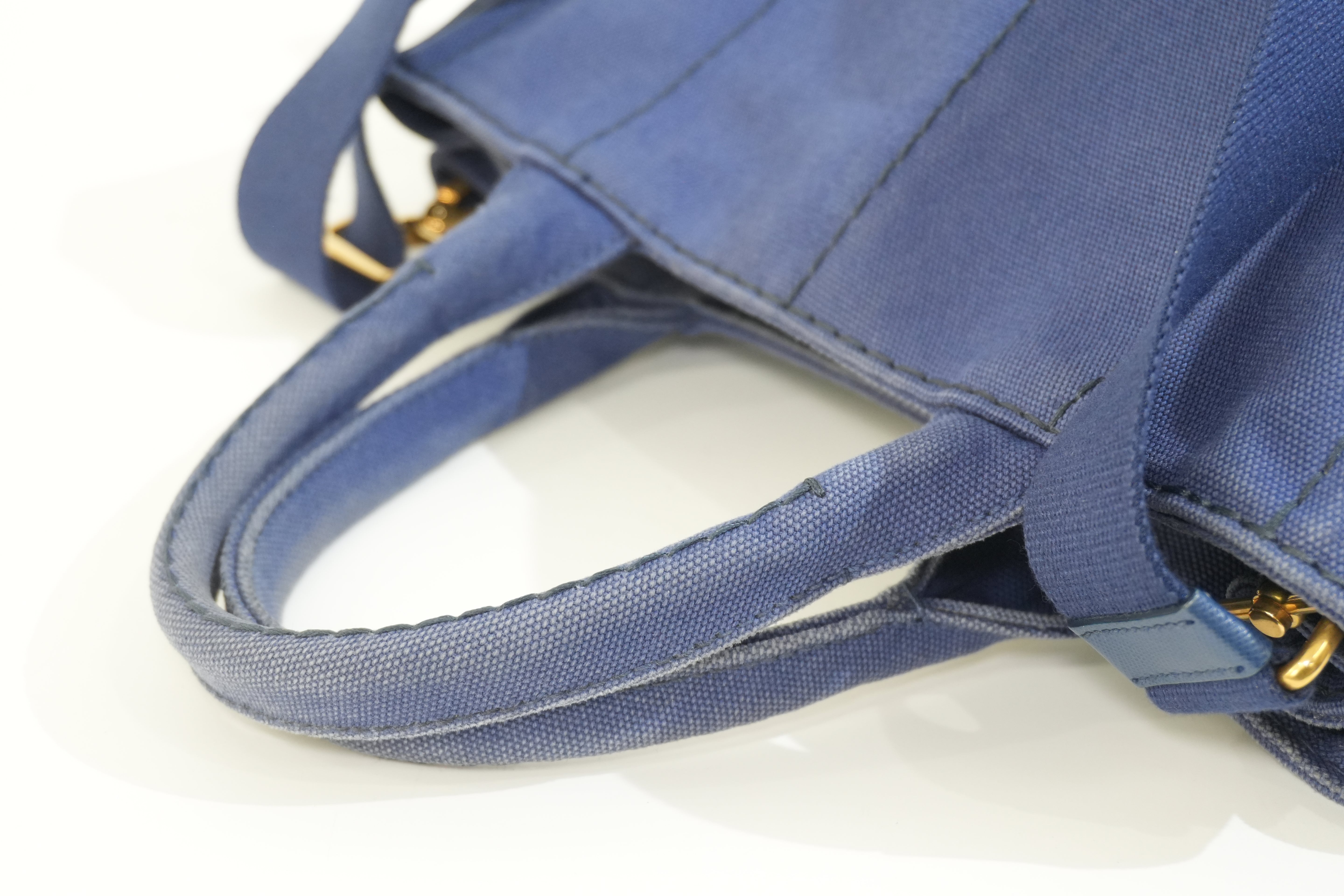 Pre-owned Prada Canapa Small Two Way Shoulder Blue