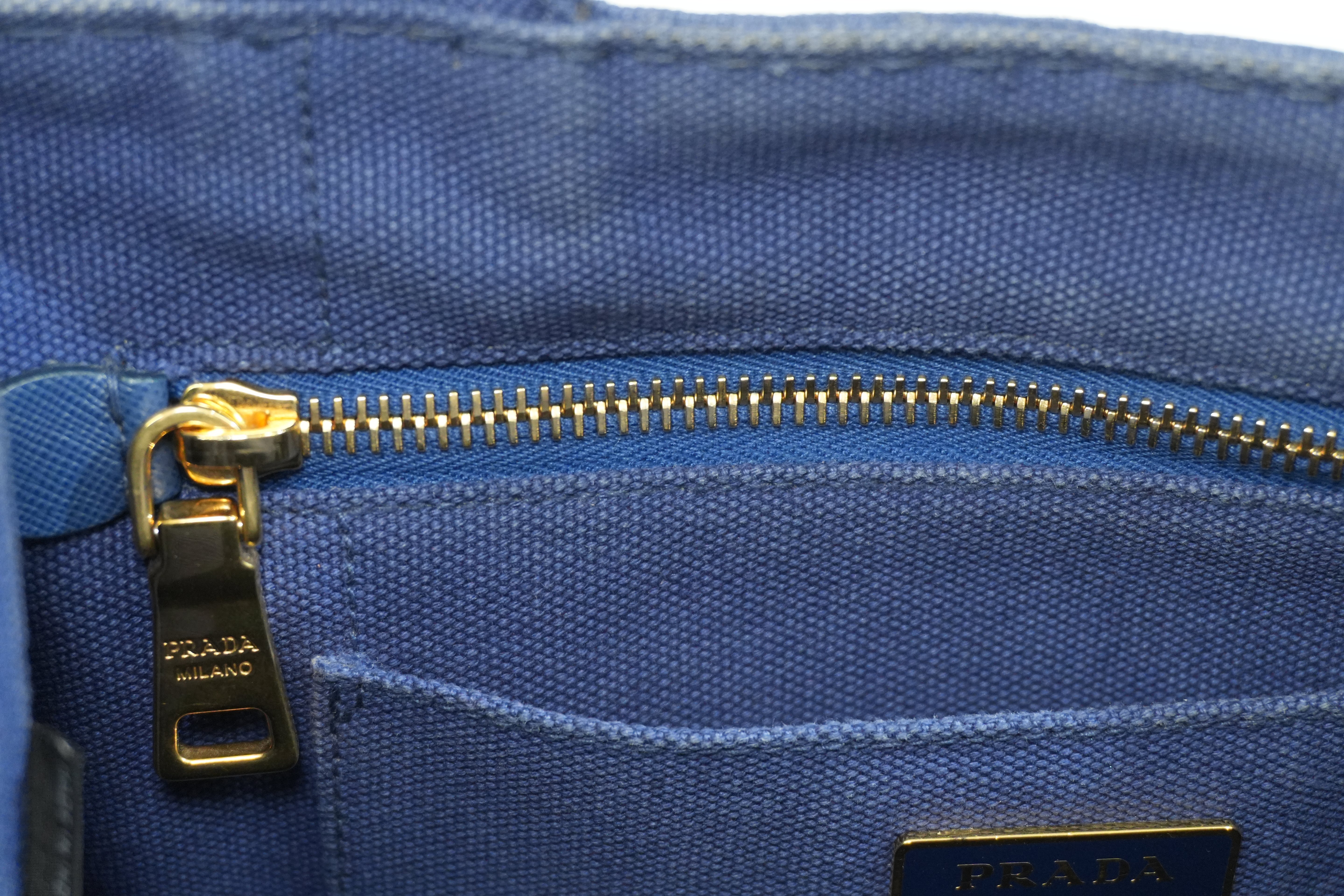 Pre-owned Prada Canapa Small Two Way Shoulder Blue