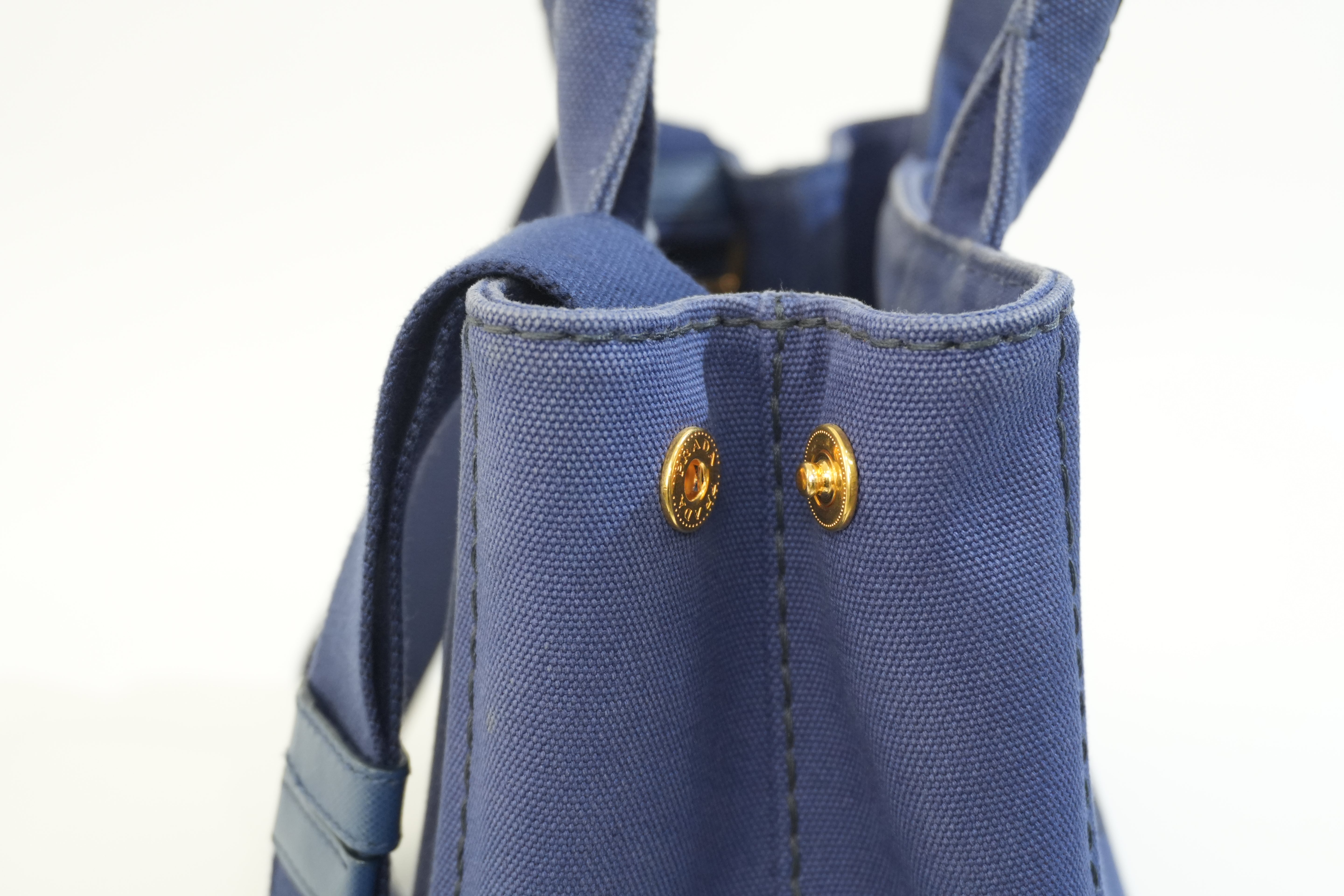 Pre-owned Prada Canapa Small Two Way Shoulder Blue