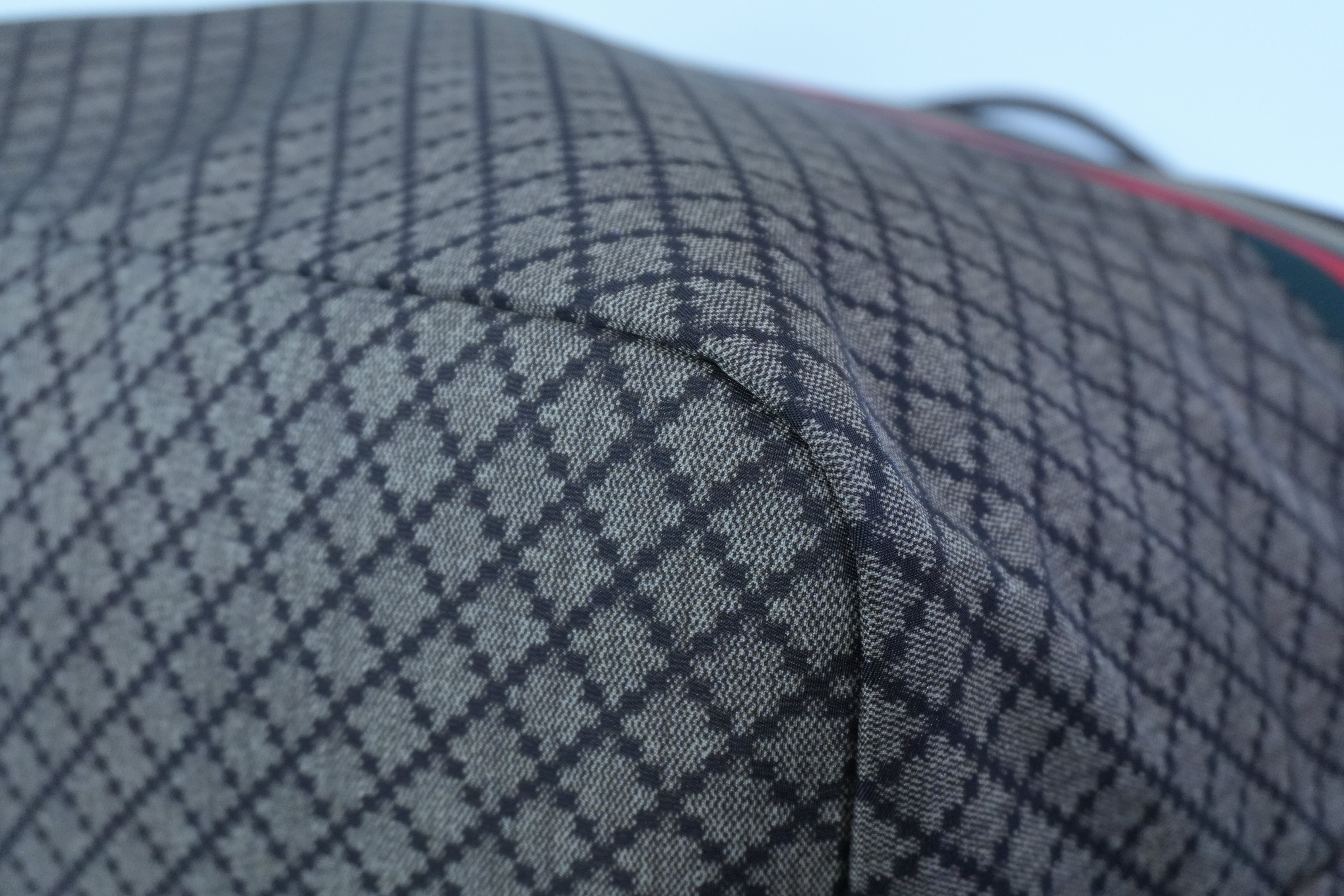 Pre-owned Gucci Nylon Diamante Travel Tote Bag Brown