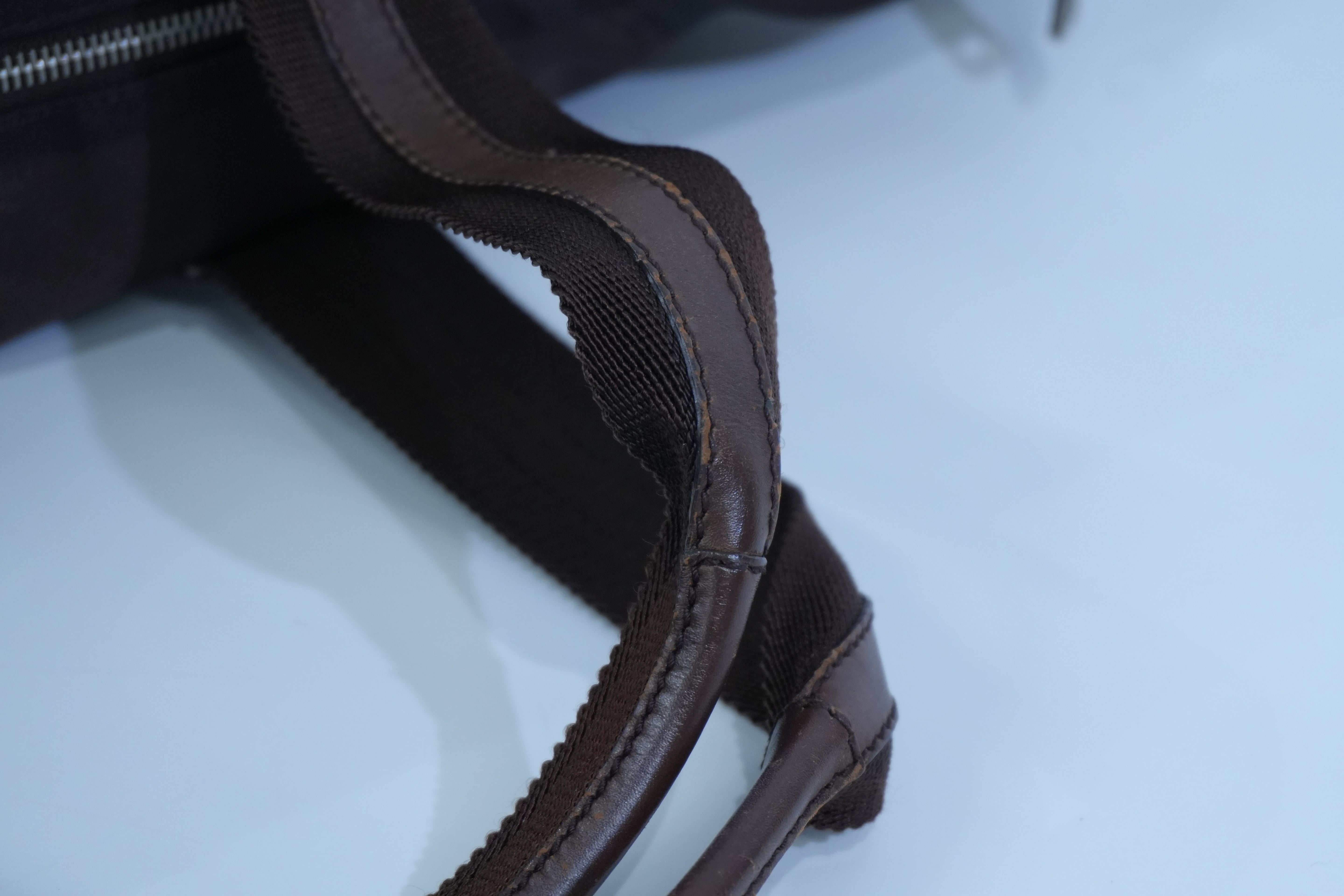 Pre-owned Gucci Nylon Diamante Travel Tote Bag Brown