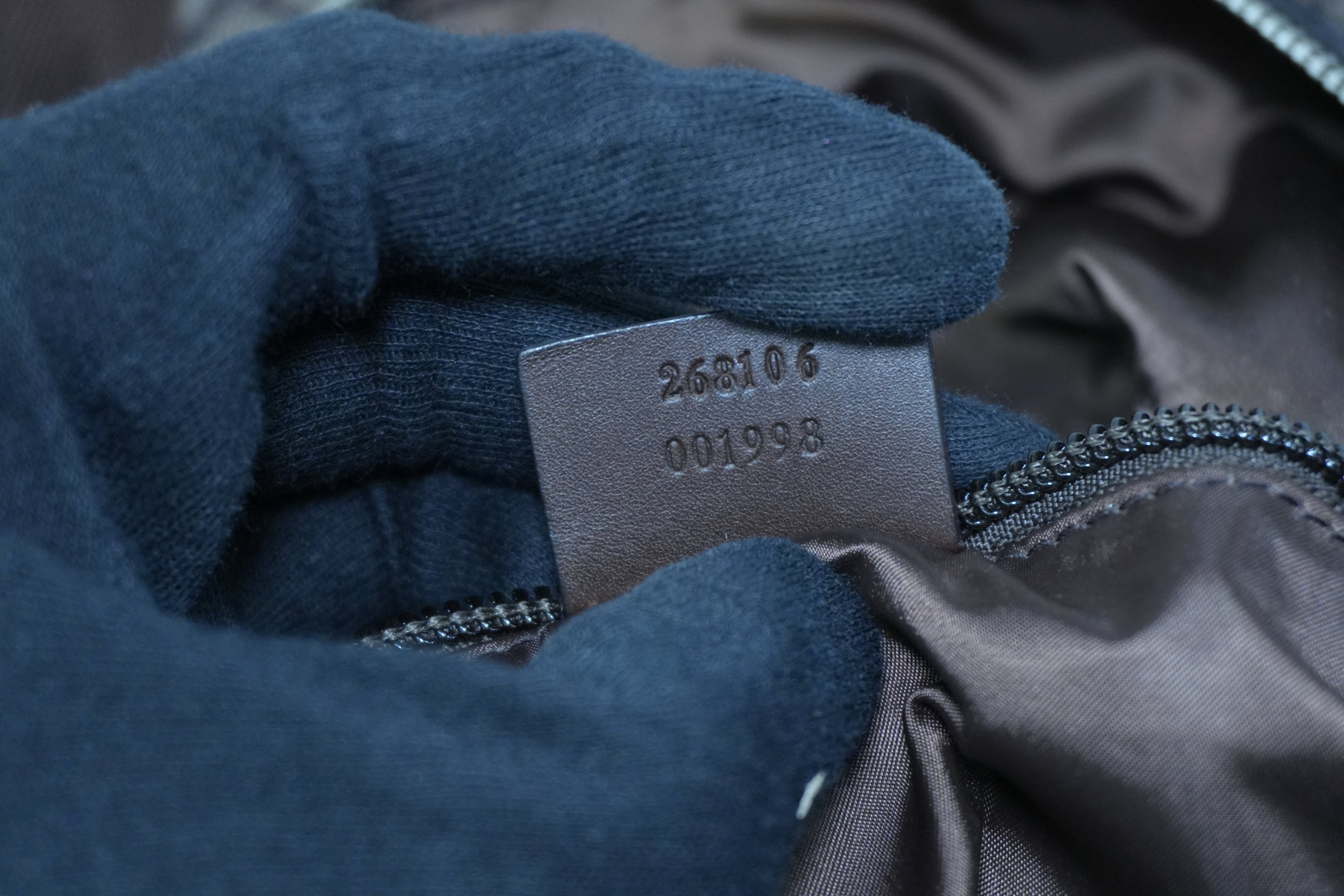 Pre-owned Gucci Nylon Diamante Travel Tote Bag Brown