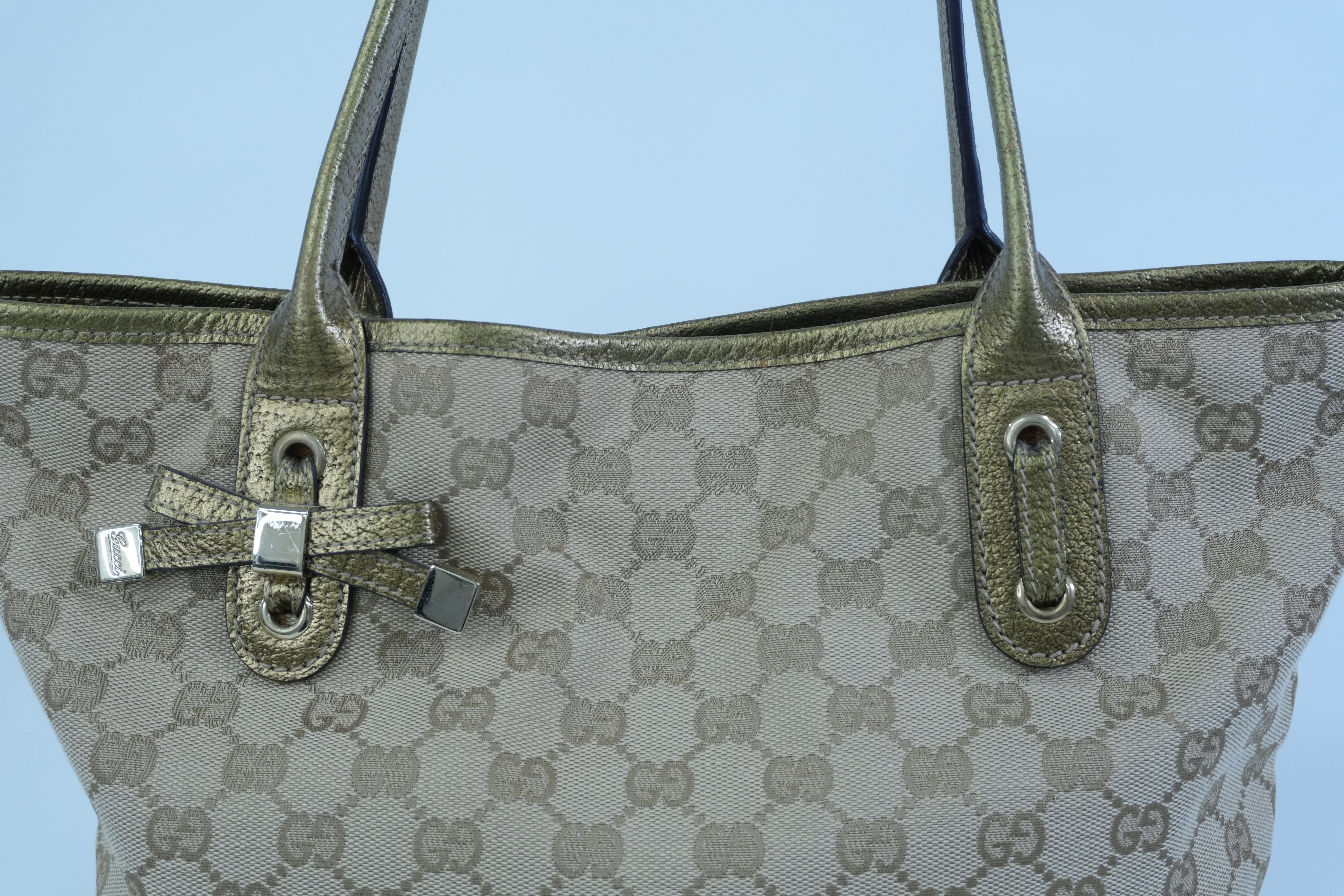 Pre-owned Gucci Metallic Diamond Tote Bag Gold