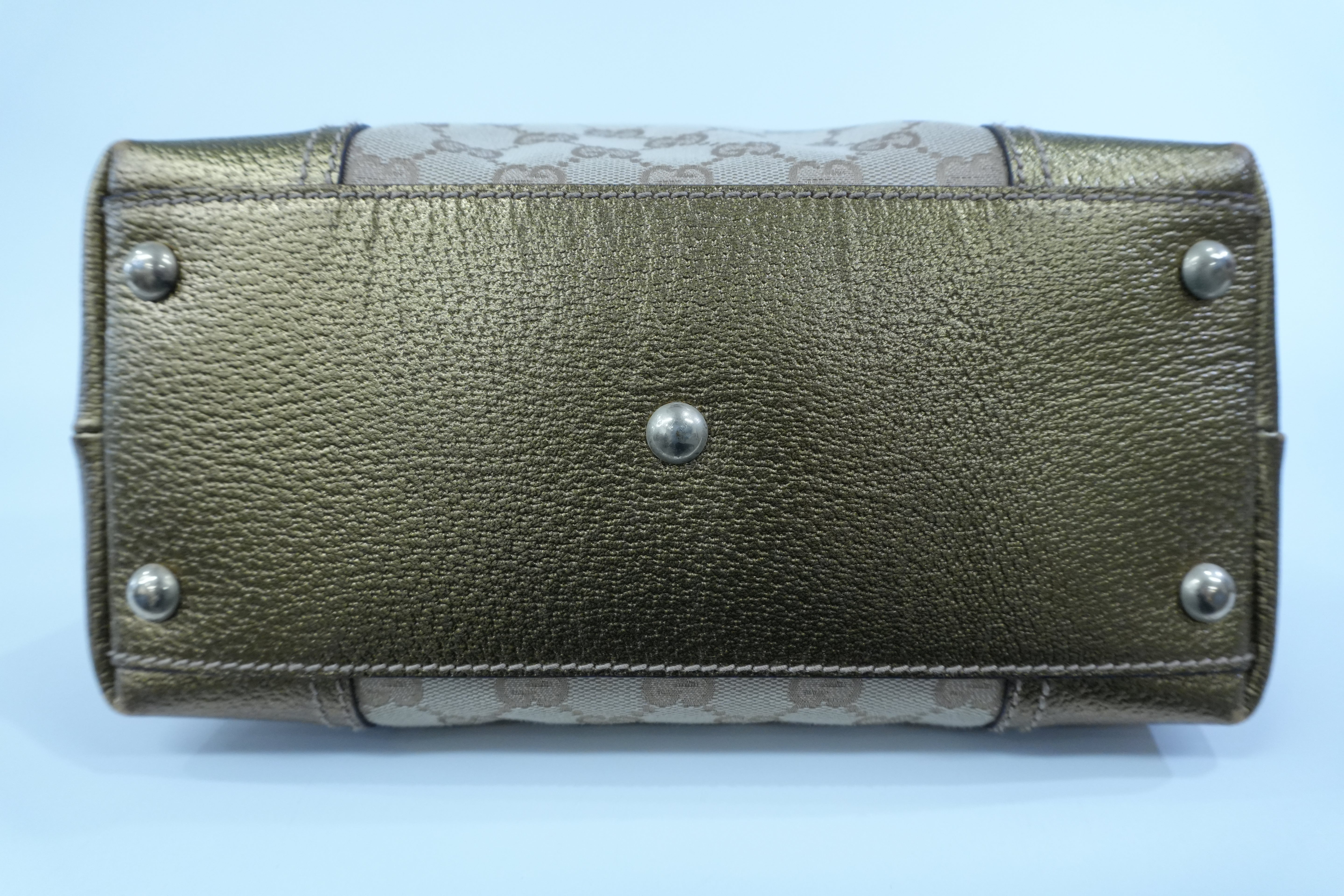 Pre-owned Gucci Metallic Diamond Tote Bag Gold