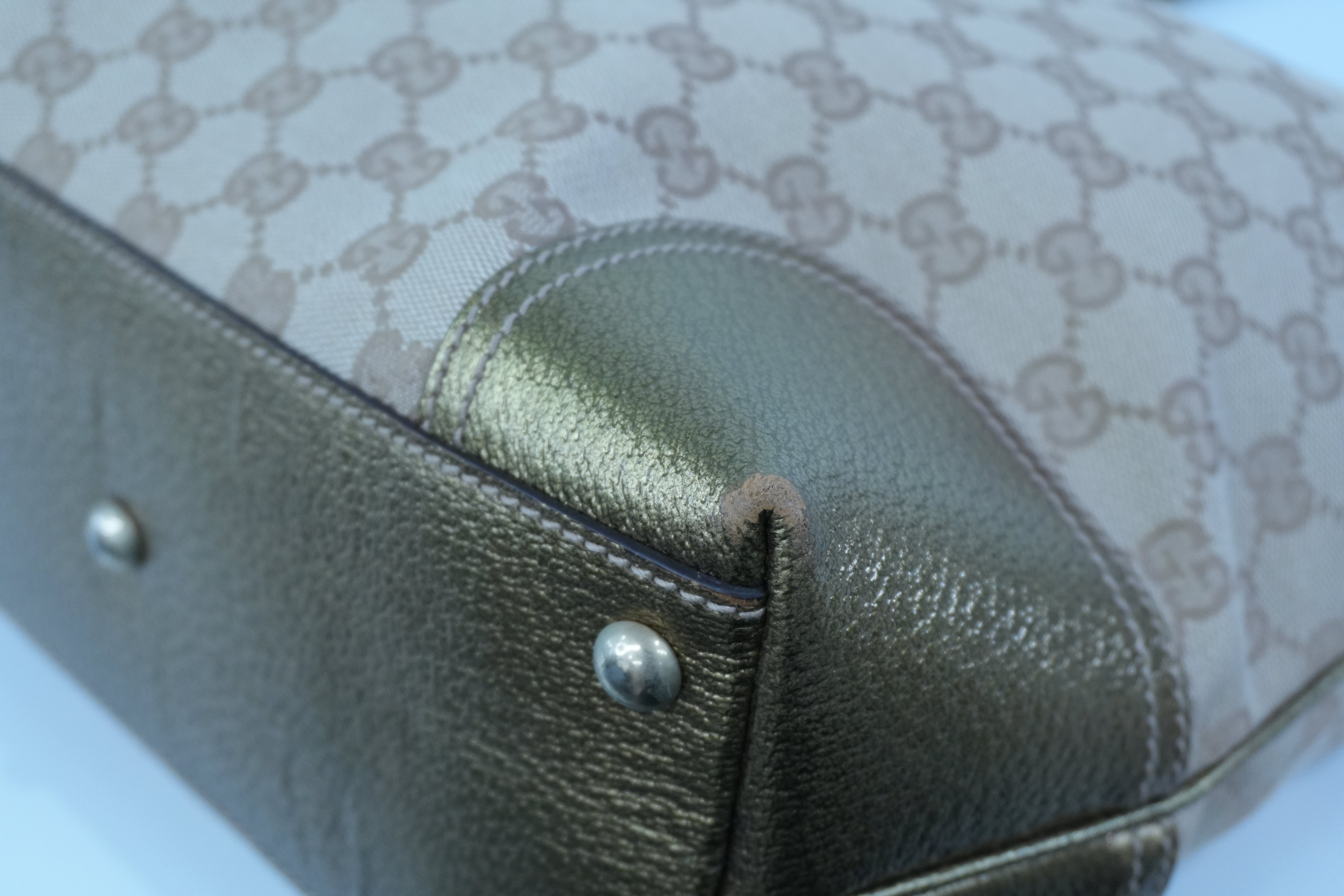 Pre-owned Gucci Metallic Diamond Tote Bag Gold