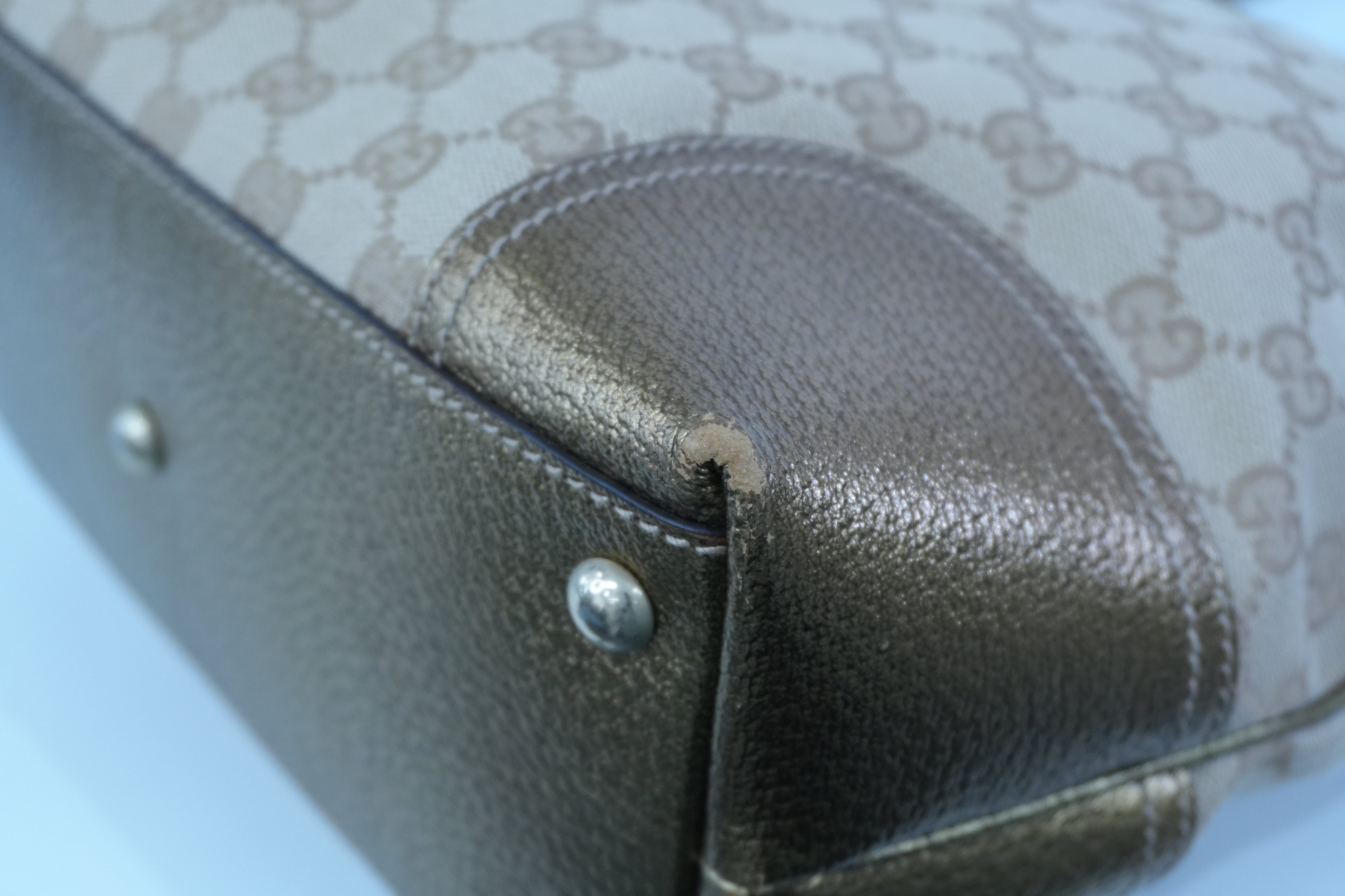 Pre-owned Gucci Metallic Diamond Tote Bag Gold