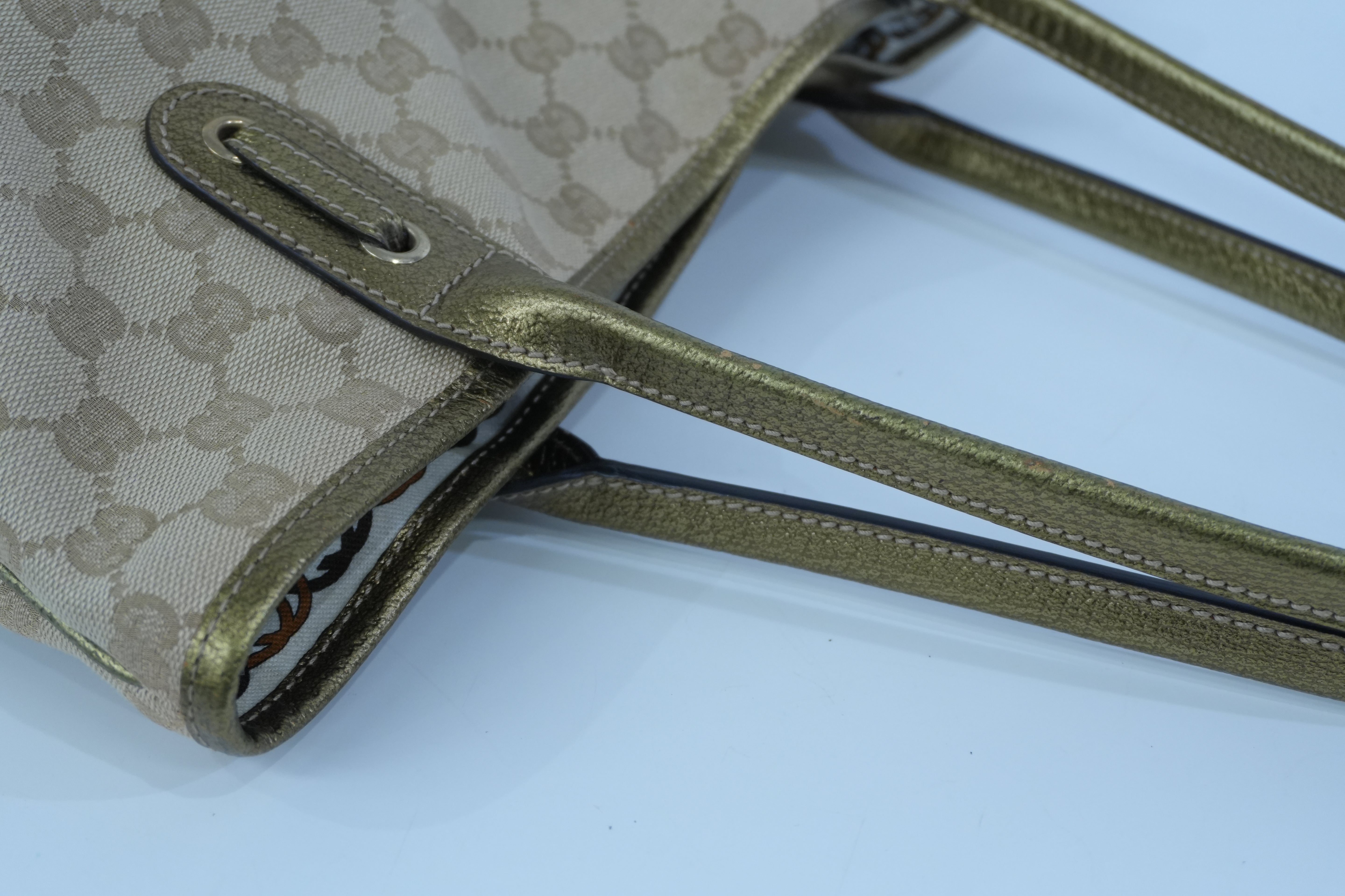 Pre-owned Gucci Metallic Diamond Tote Bag Gold