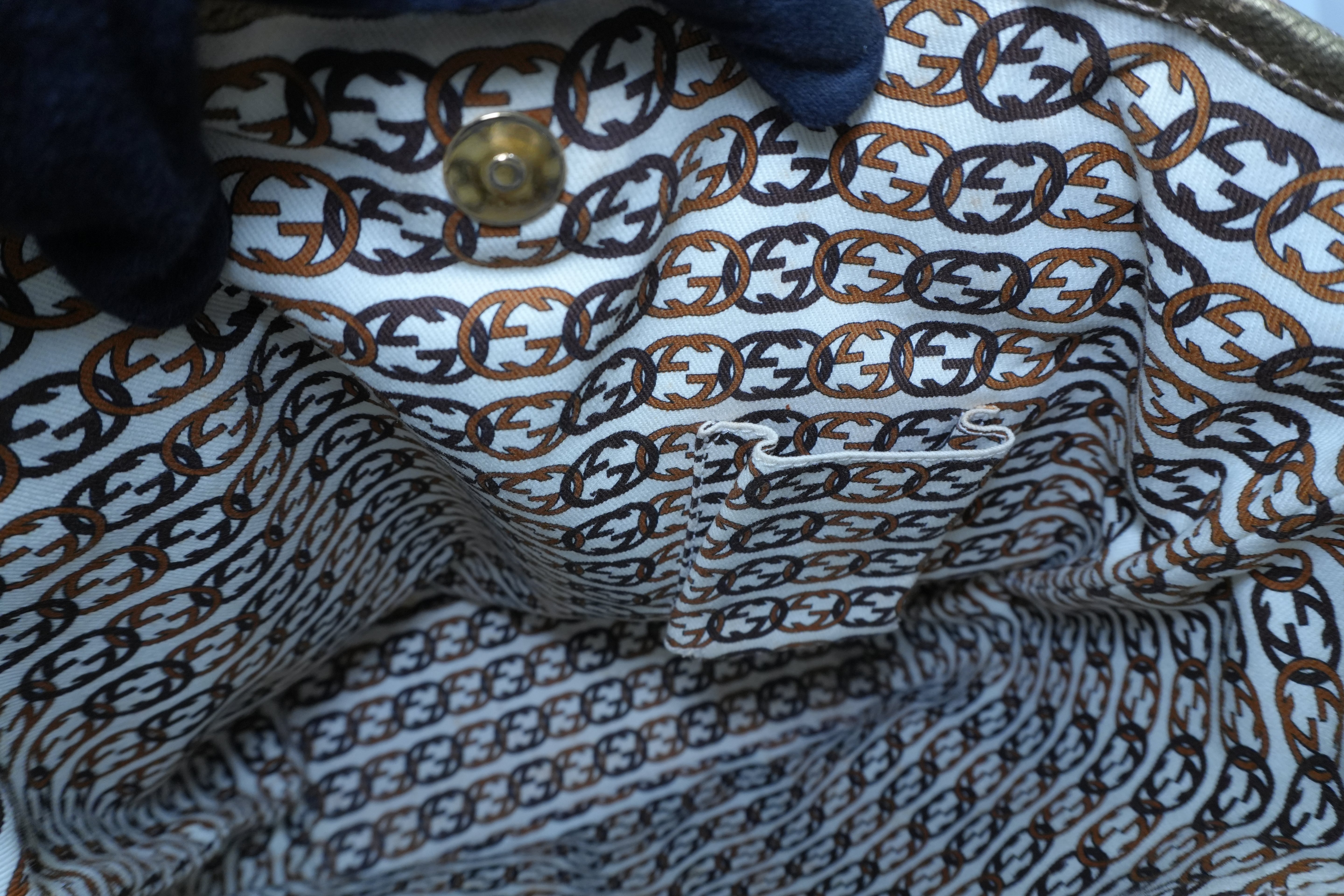 Pre-owned Gucci Metallic Diamond Tote Bag Gold