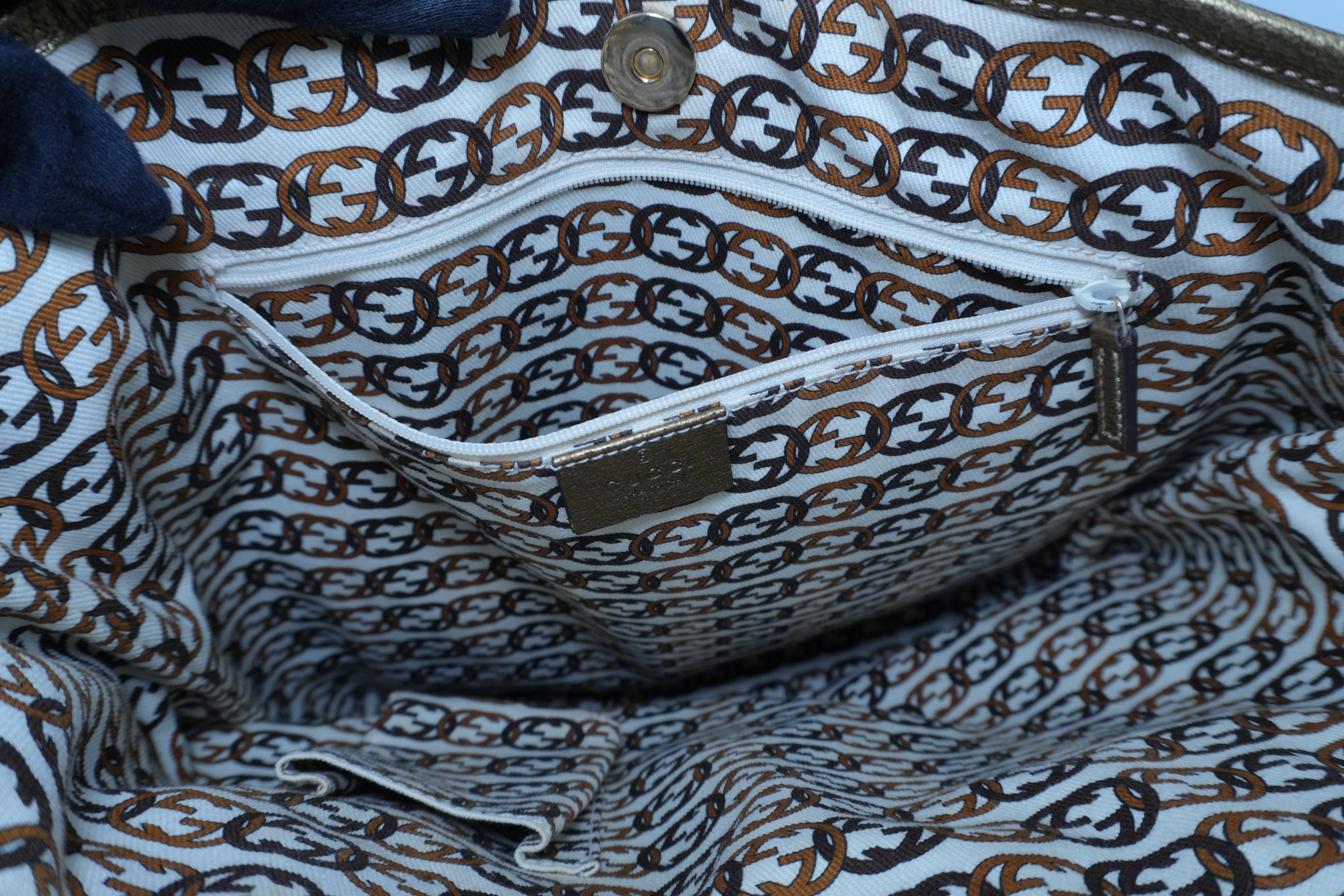 Pre-owned Gucci Metallic Diamond Tote Bag Gold