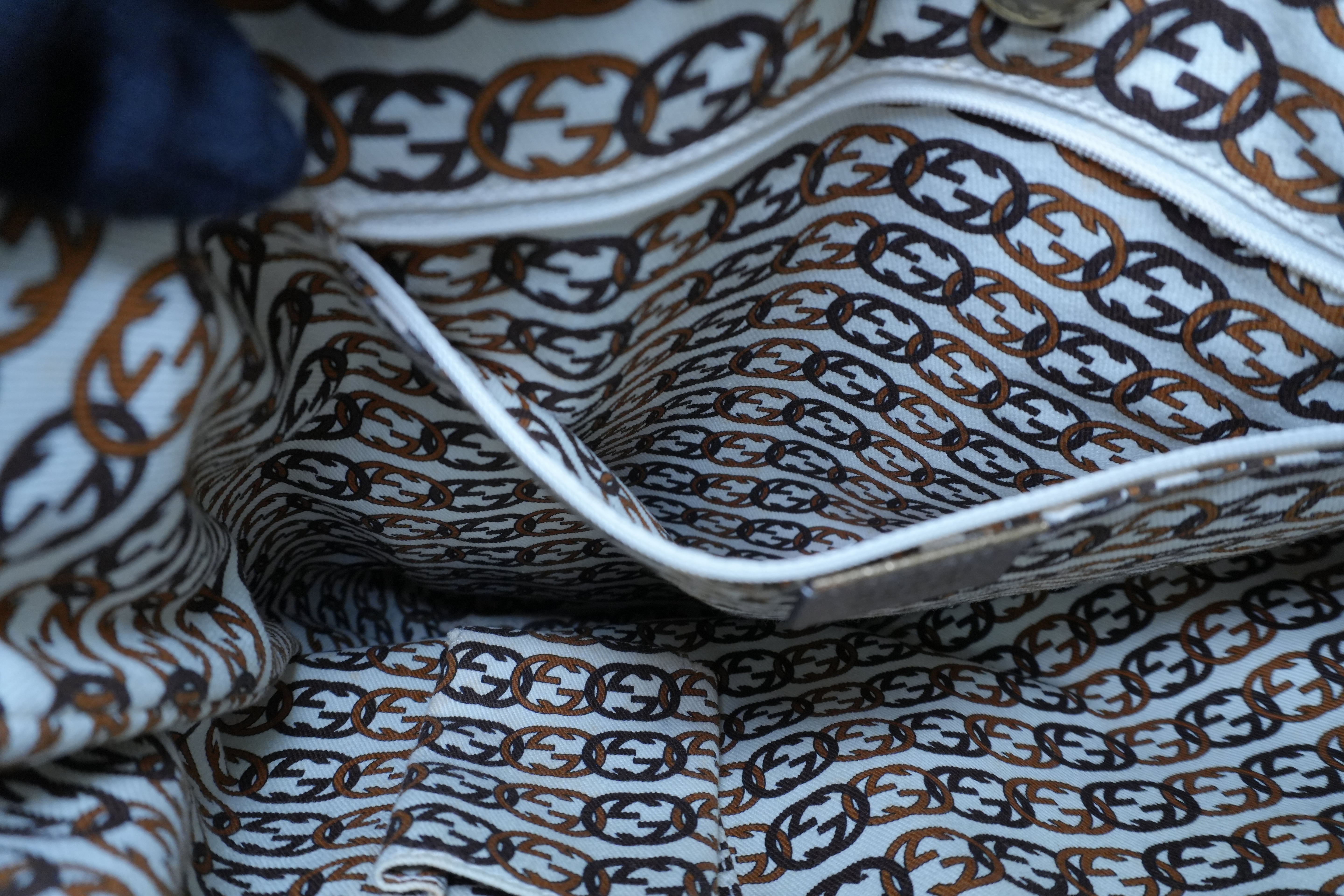 Pre-owned Gucci Metallic Diamond Tote Bag Gold