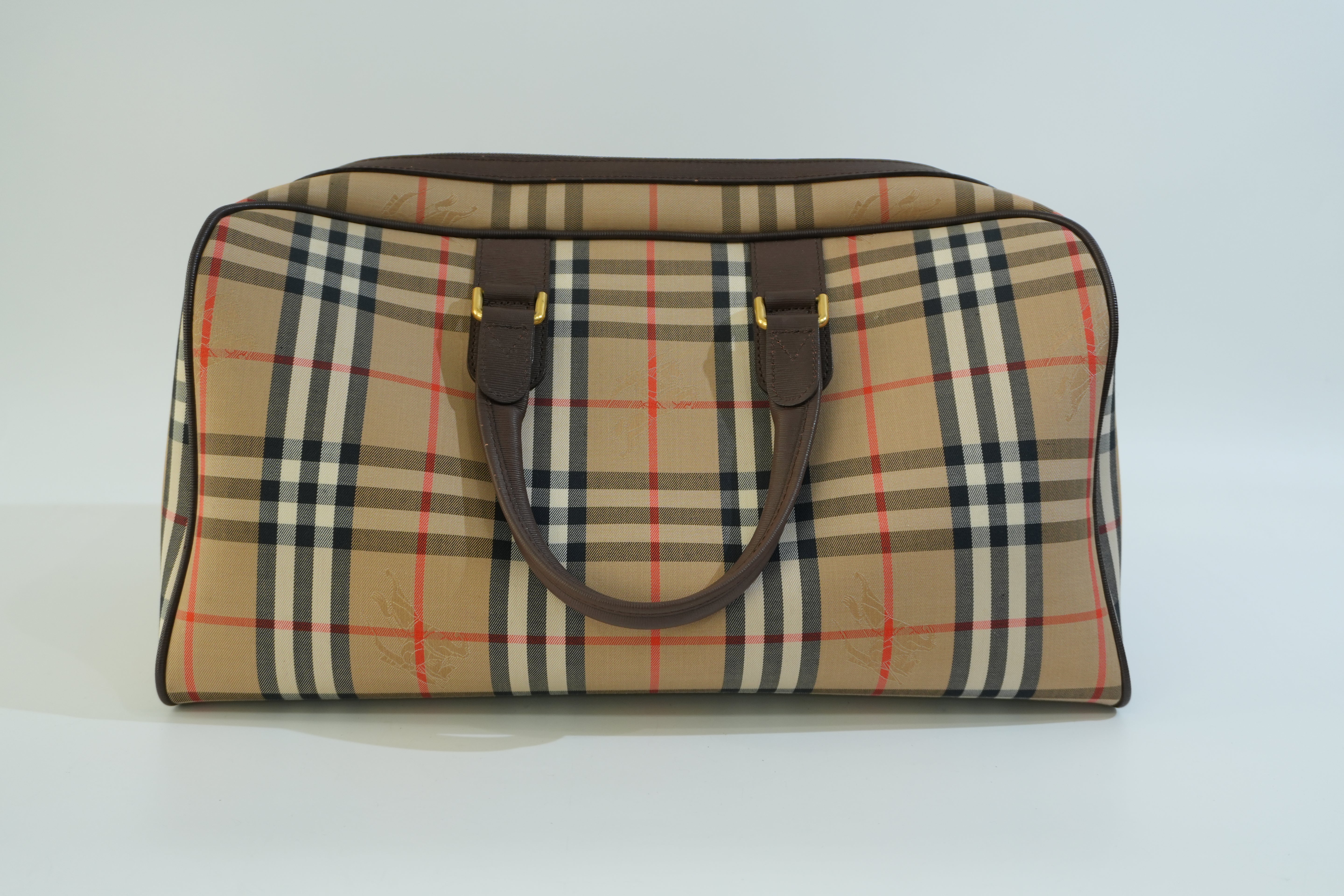 Pre-owned Burberry Vintage Check Duffle Bag Brown