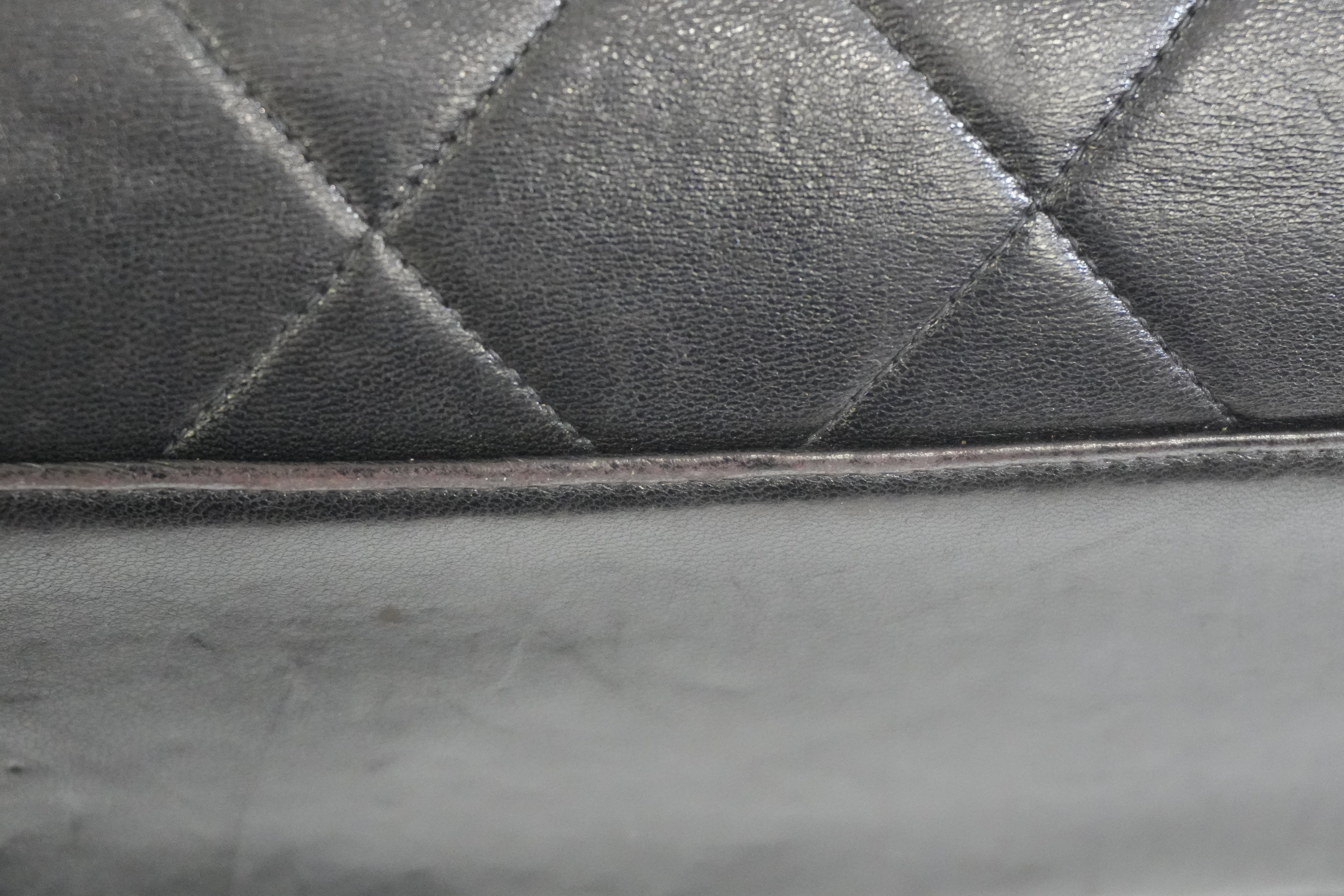 Pre-owned Chanel Lambskin Leather Quilted Chain Tote Bag Black