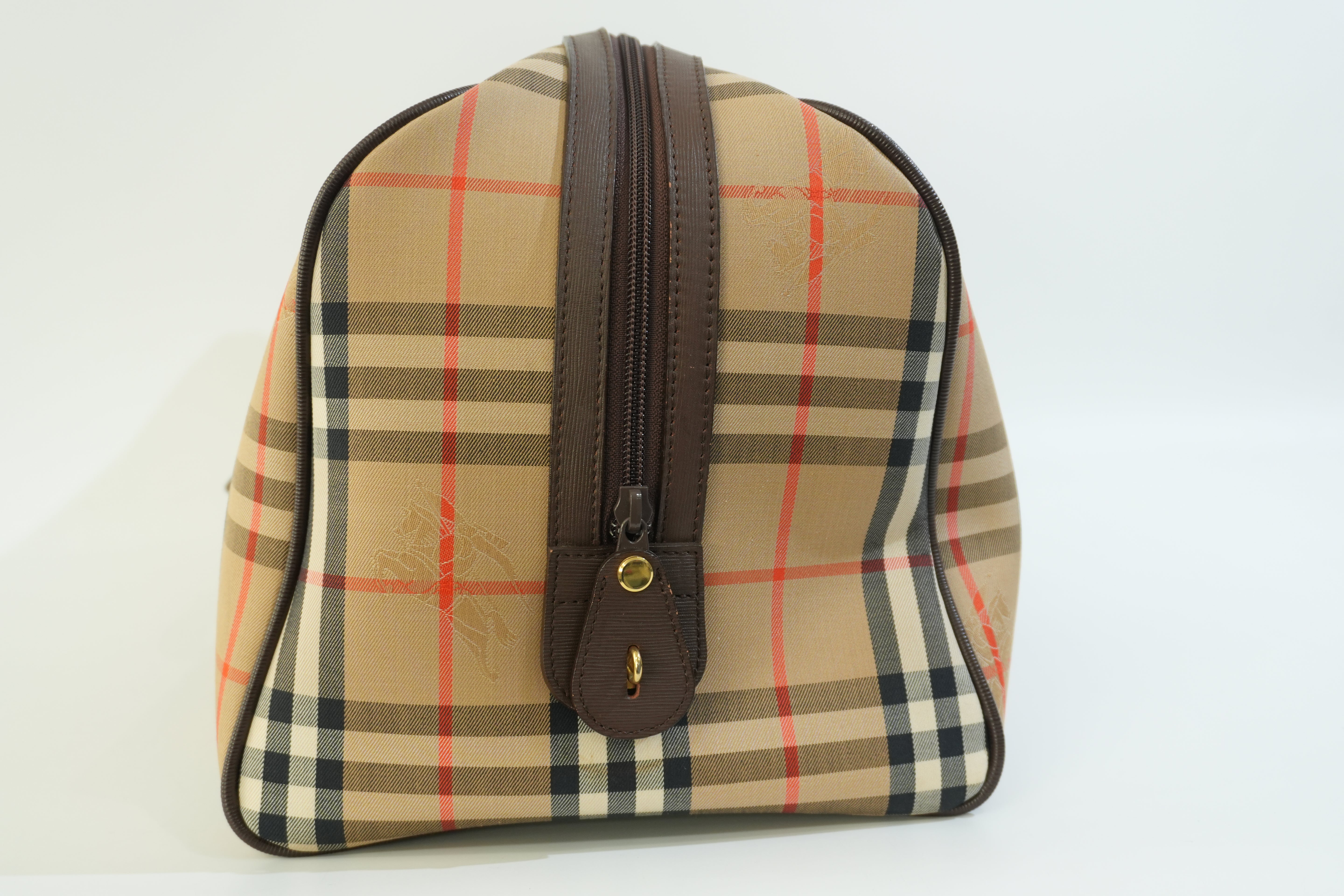 Pre-owned Burberry Vintage Check Duffle Bag Brown