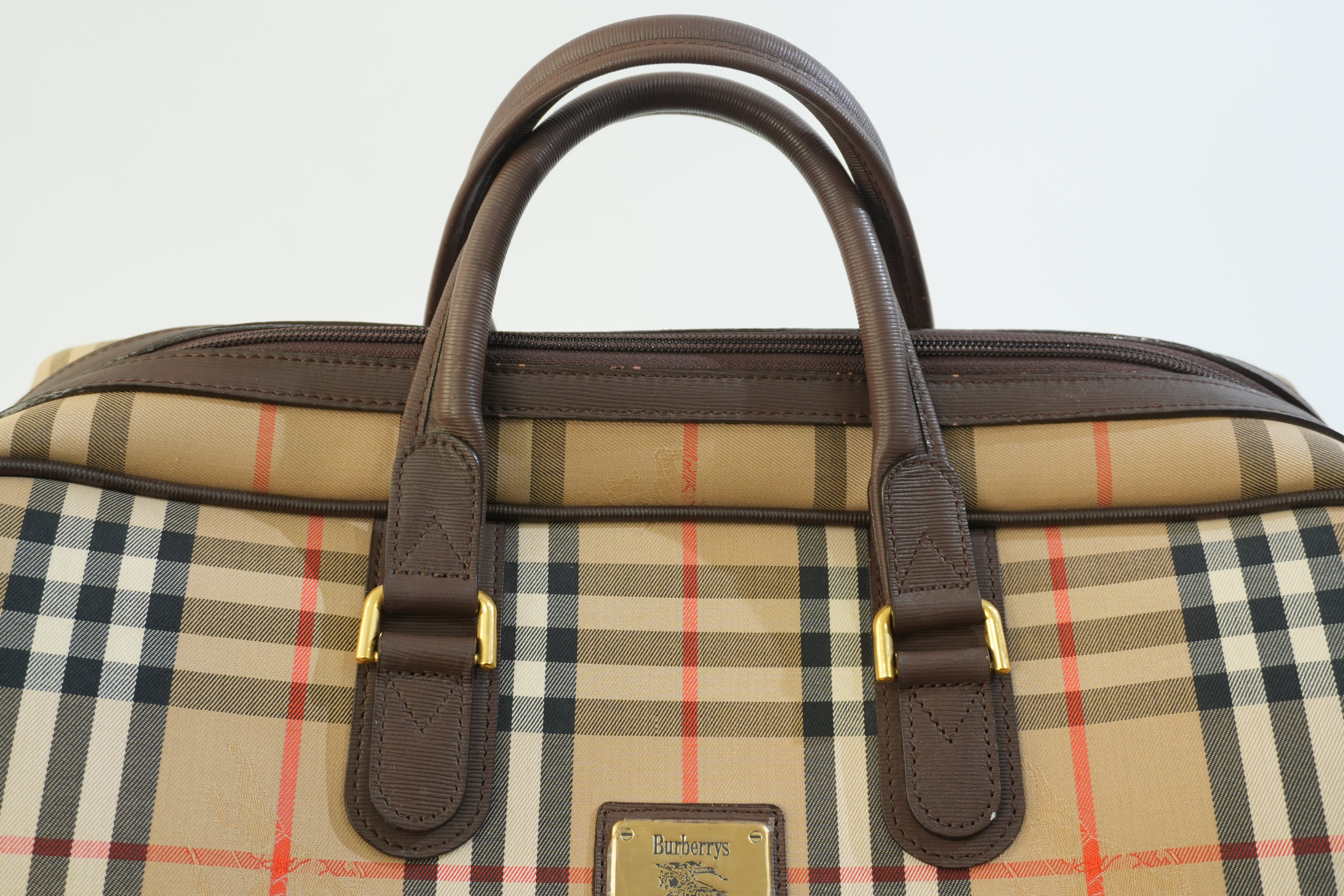 Pre-owned Burberry Vintage Check Duffle Bag Brown