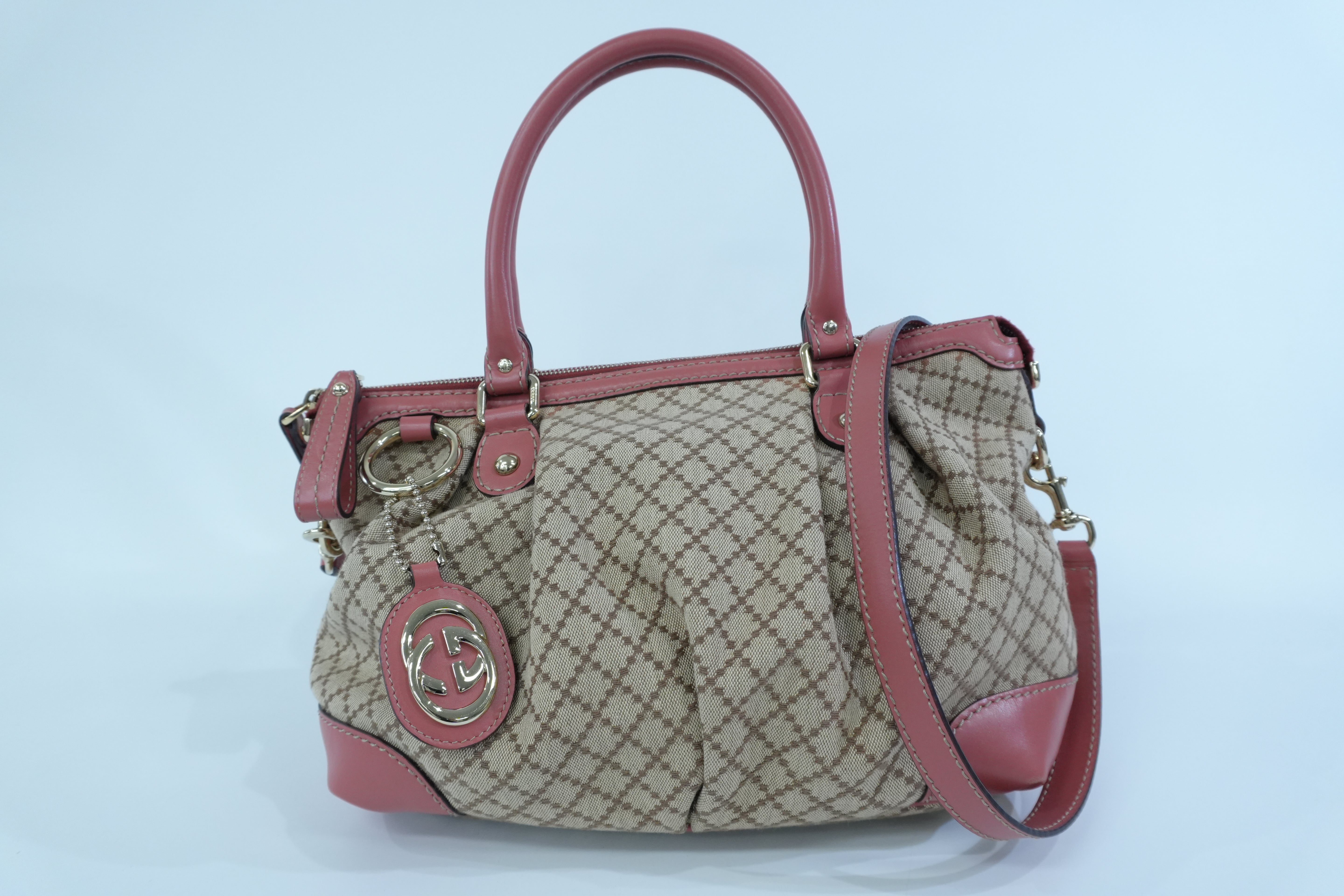 Pre-owned Gucci Sukey Two Way Shoulder Bag Brown and Pink